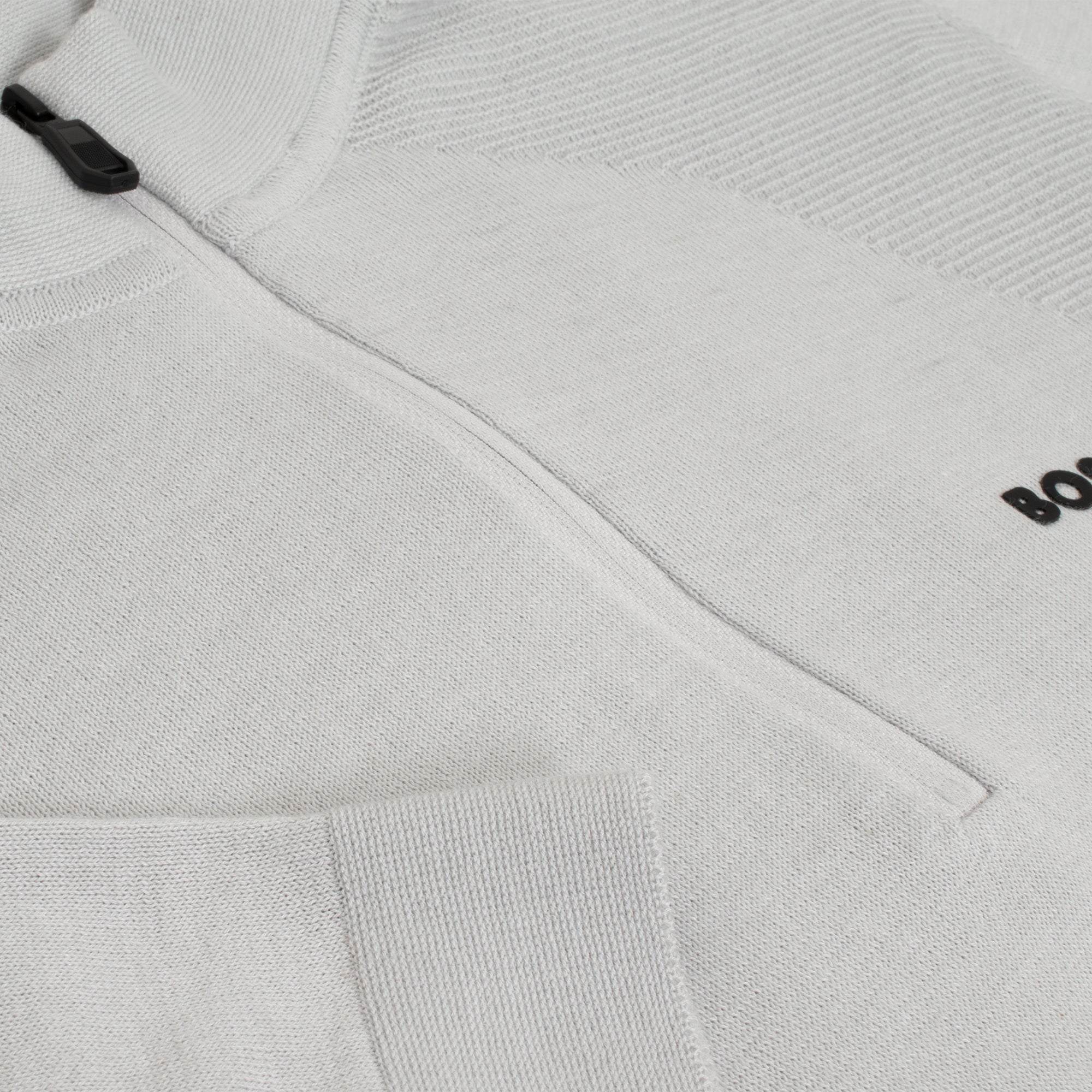 Boss K_Momentum-Lite MN Quarter Zip Mens Sweater Light Pastel Grey