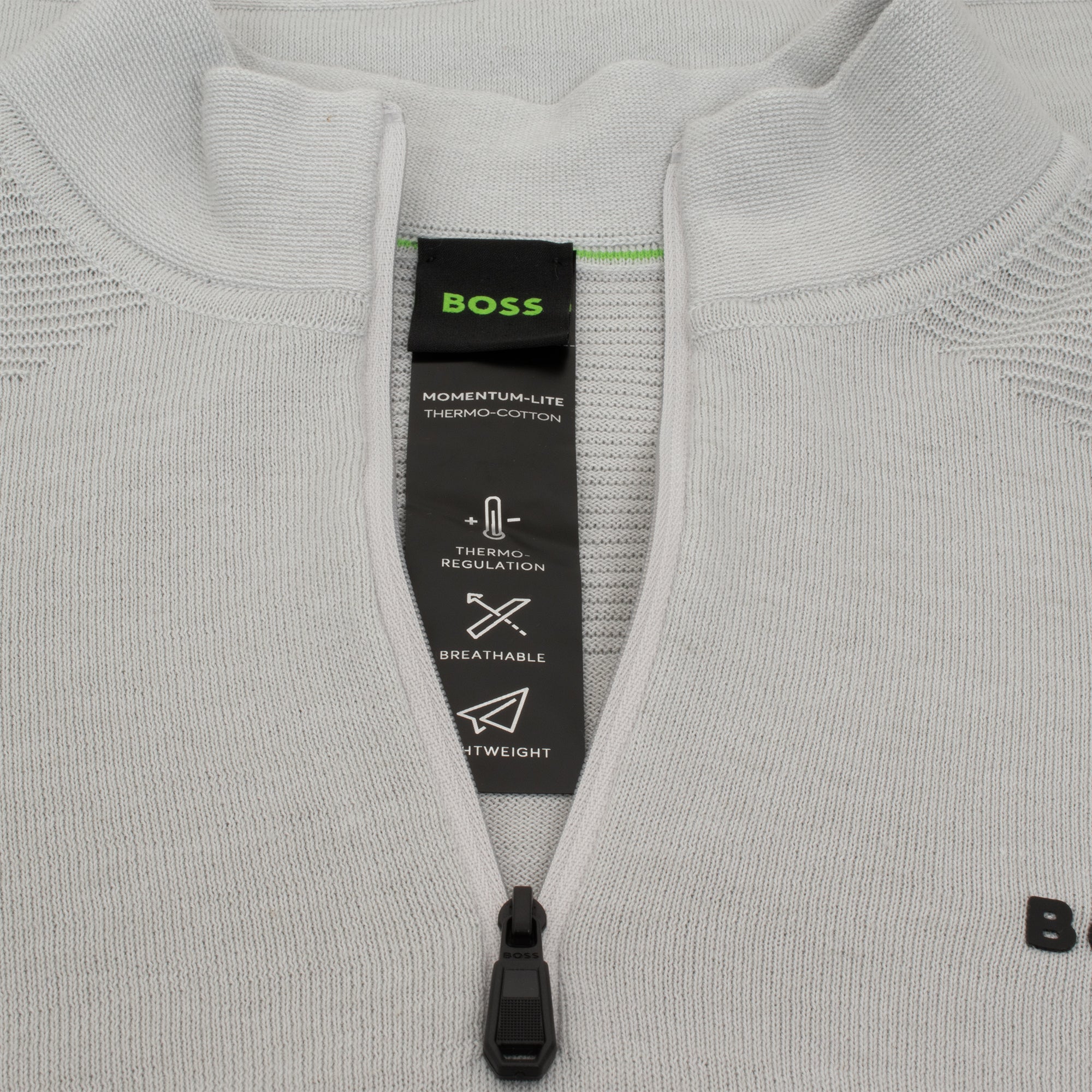 Boss K_Momentum-Lite MN Quarter Zip Mens Sweater Light Pastel Grey