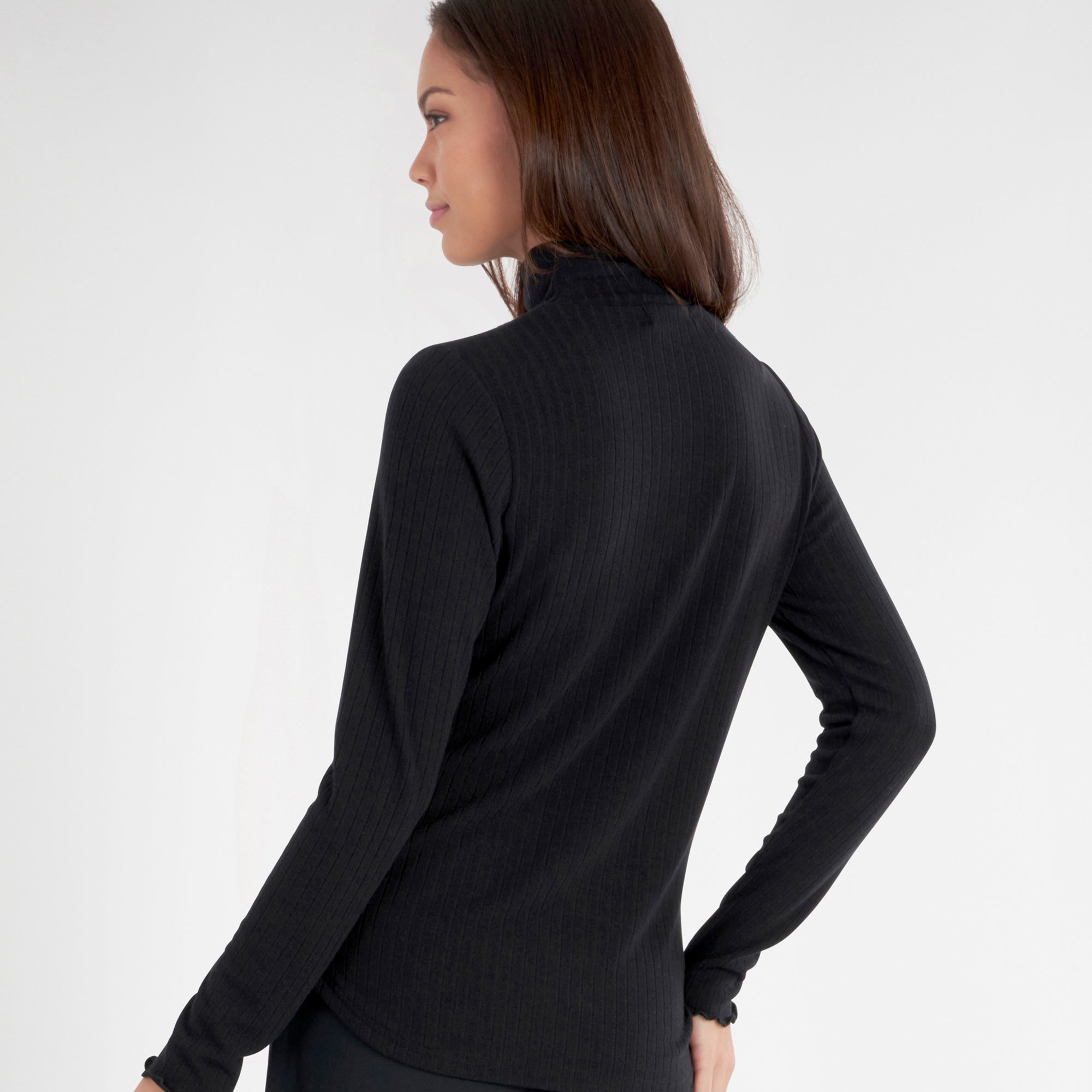 Green Lamb Mackenzie Ribbed Ladies Golf Polo Neck Black