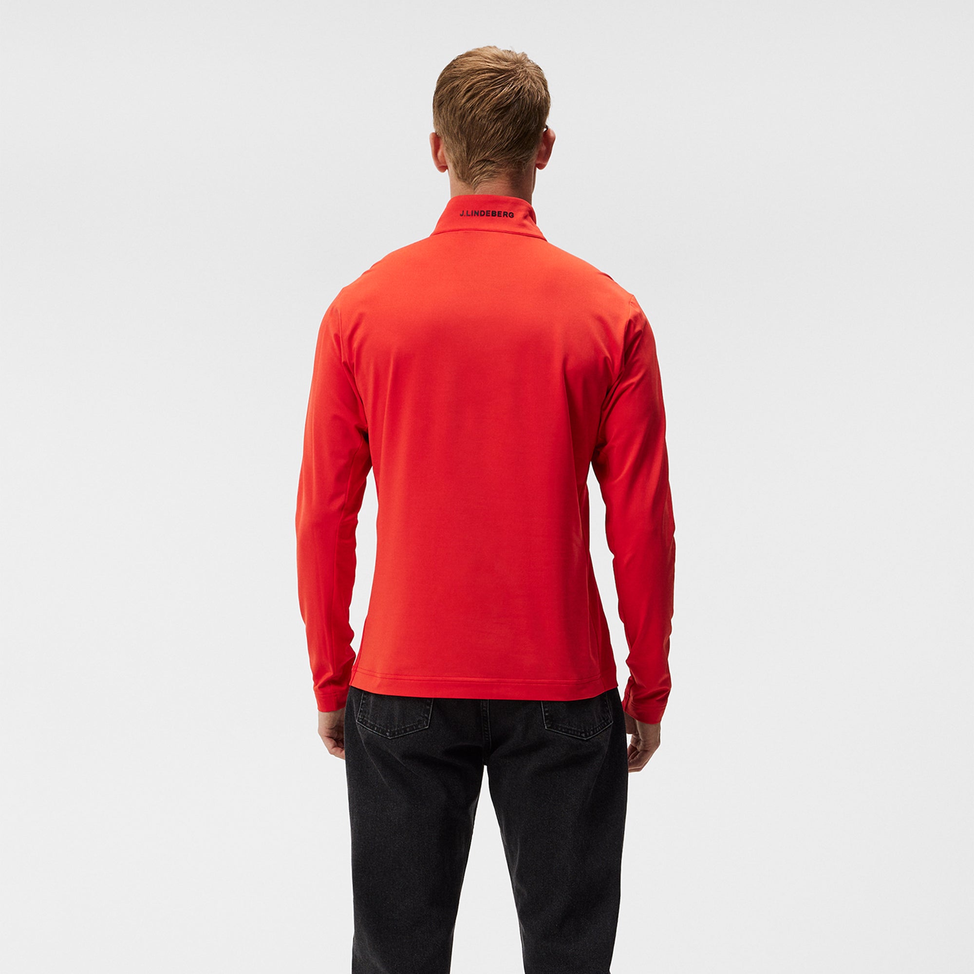 J Lindeberg Luke Half Zip Mens Golf Mid Layer Fiery Red