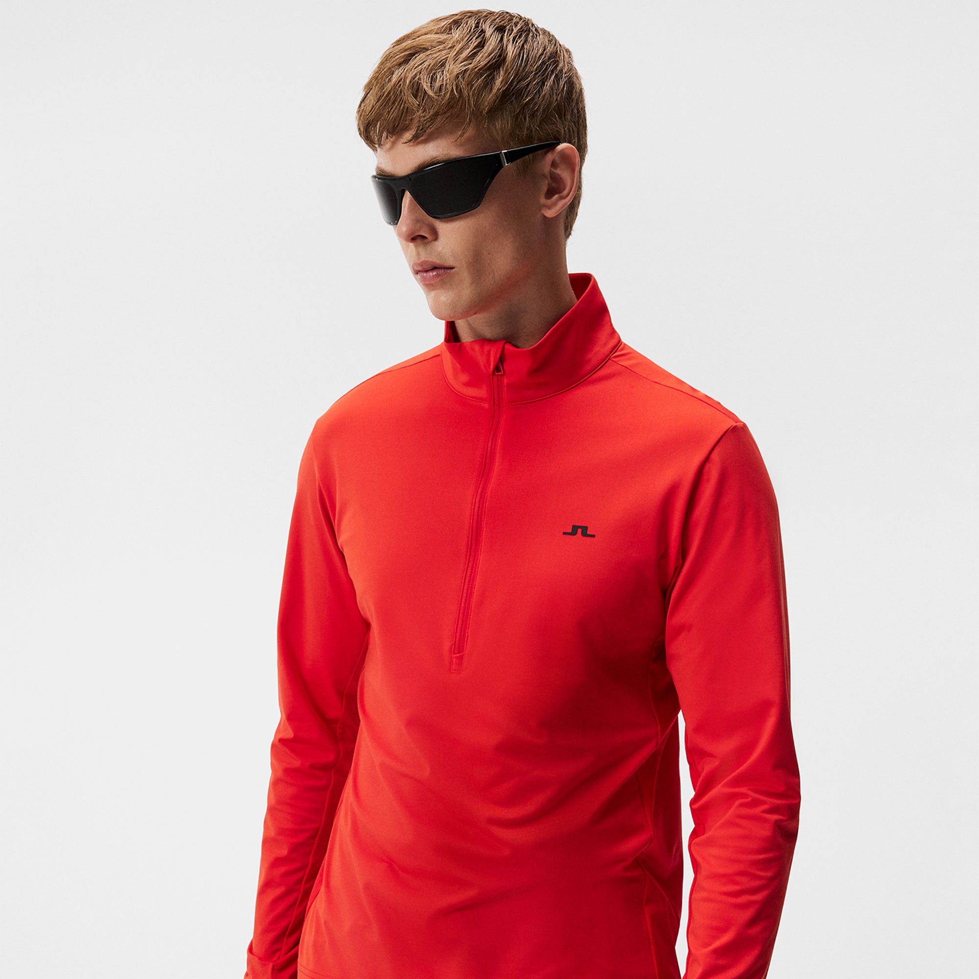 J Lindeberg Luke Half Zip Mens Golf Mid Layer Fiery Red