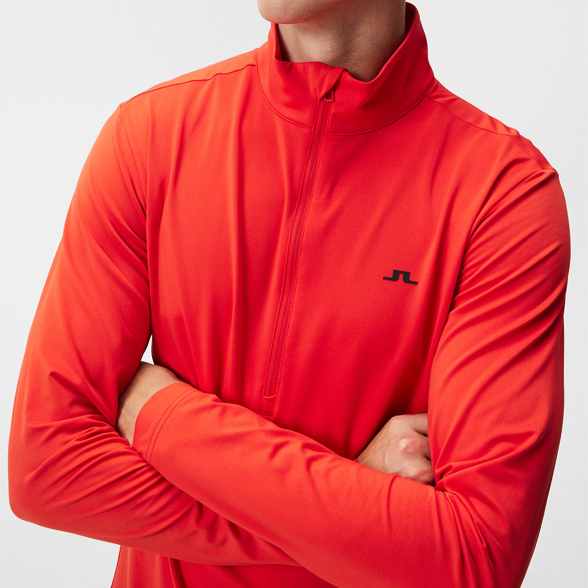J Lindeberg Luke Half Zip Mens Golf Mid Layer Fiery Red
