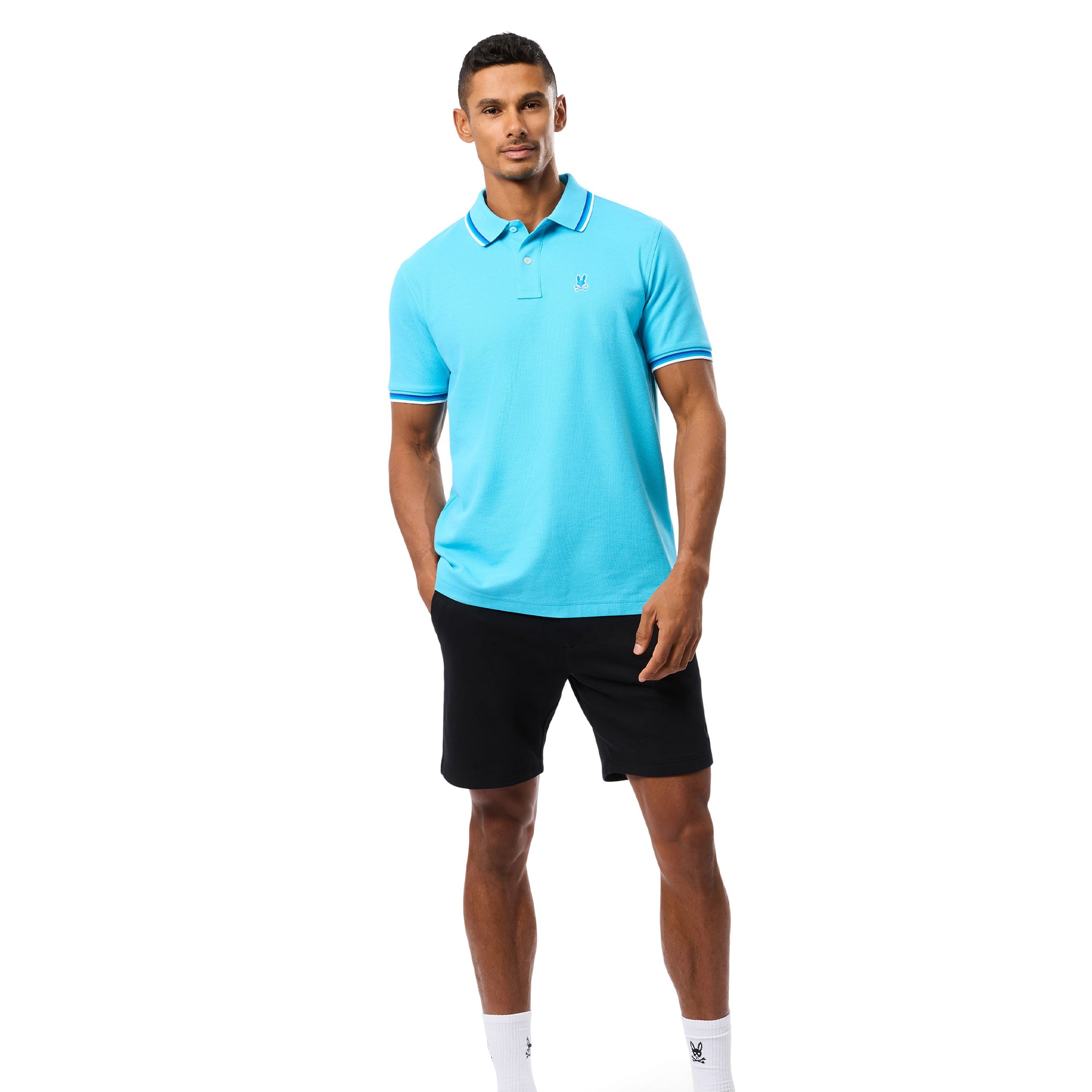 Psycho Bunny Granbury Pique Polo Shirt Aquarius