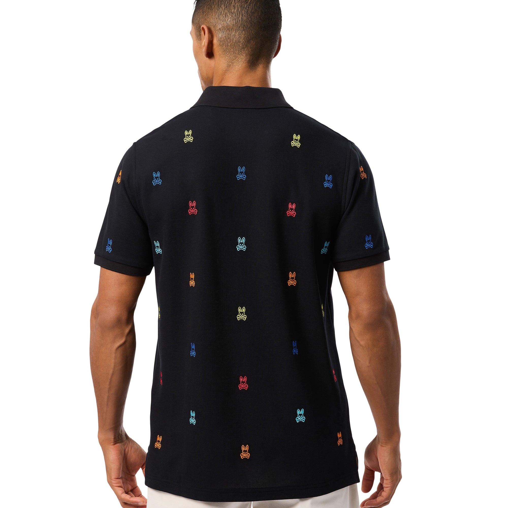 Psycho Bunny Bonham All Over Print Pique Polo Shirt Black