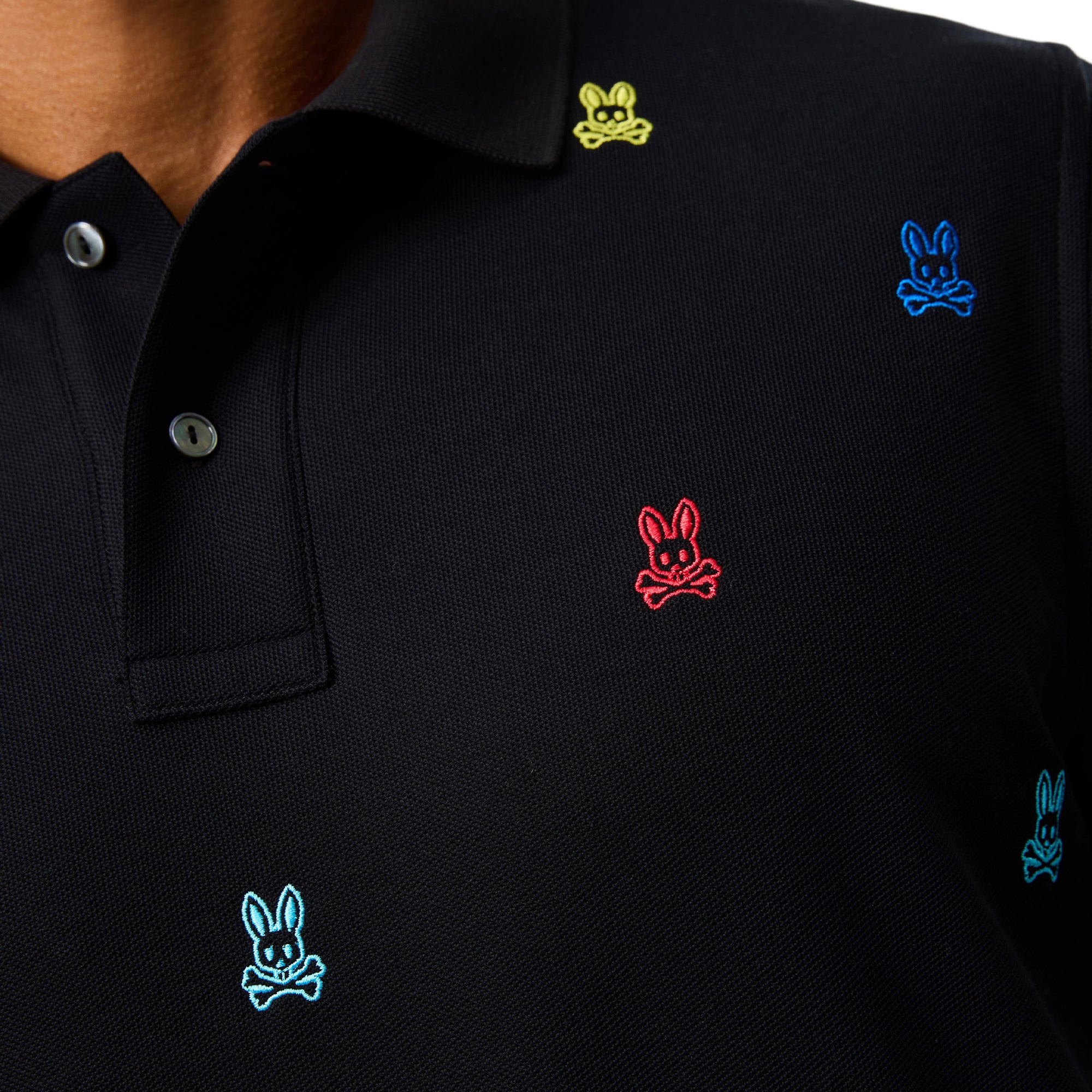 Psycho Bunny Bonham All Over Print Pique Polo Shirt Black