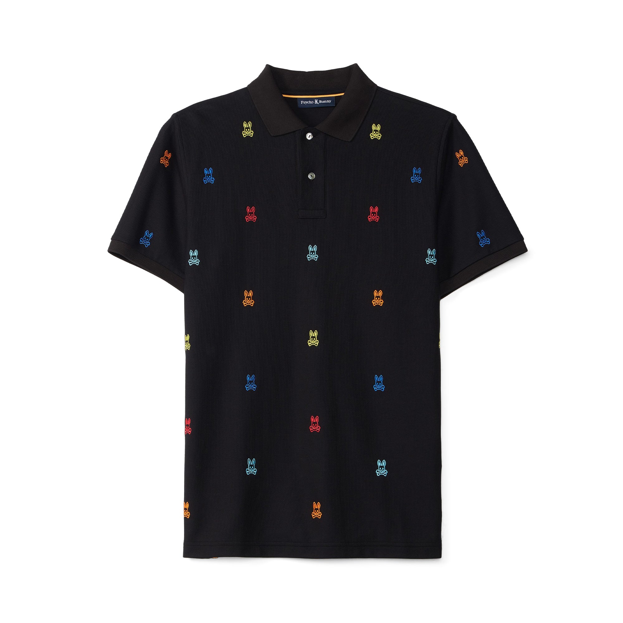 Psycho Bunny Bonham All Over Print Pique Polo Shirt Black