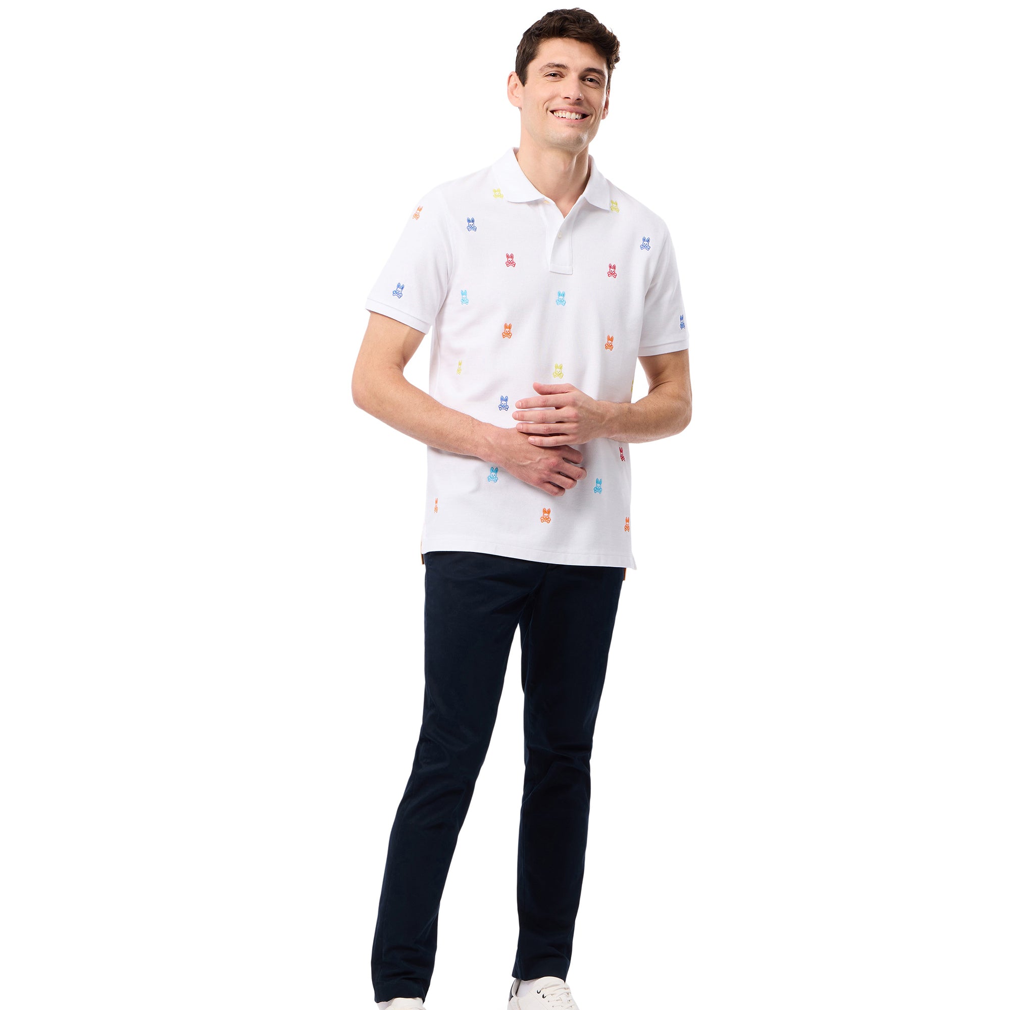 Psycho Bunny Bonham All Over Print Pique Polo Shirt White