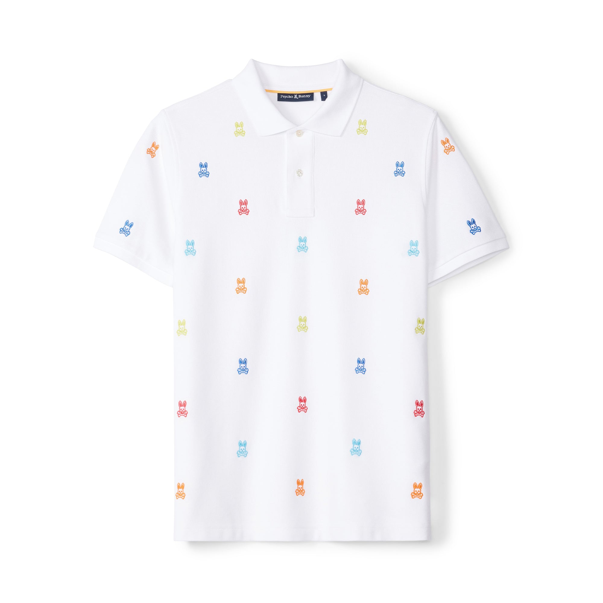 Psycho Bunny Bonham All Over Print Pique Polo Shirt White