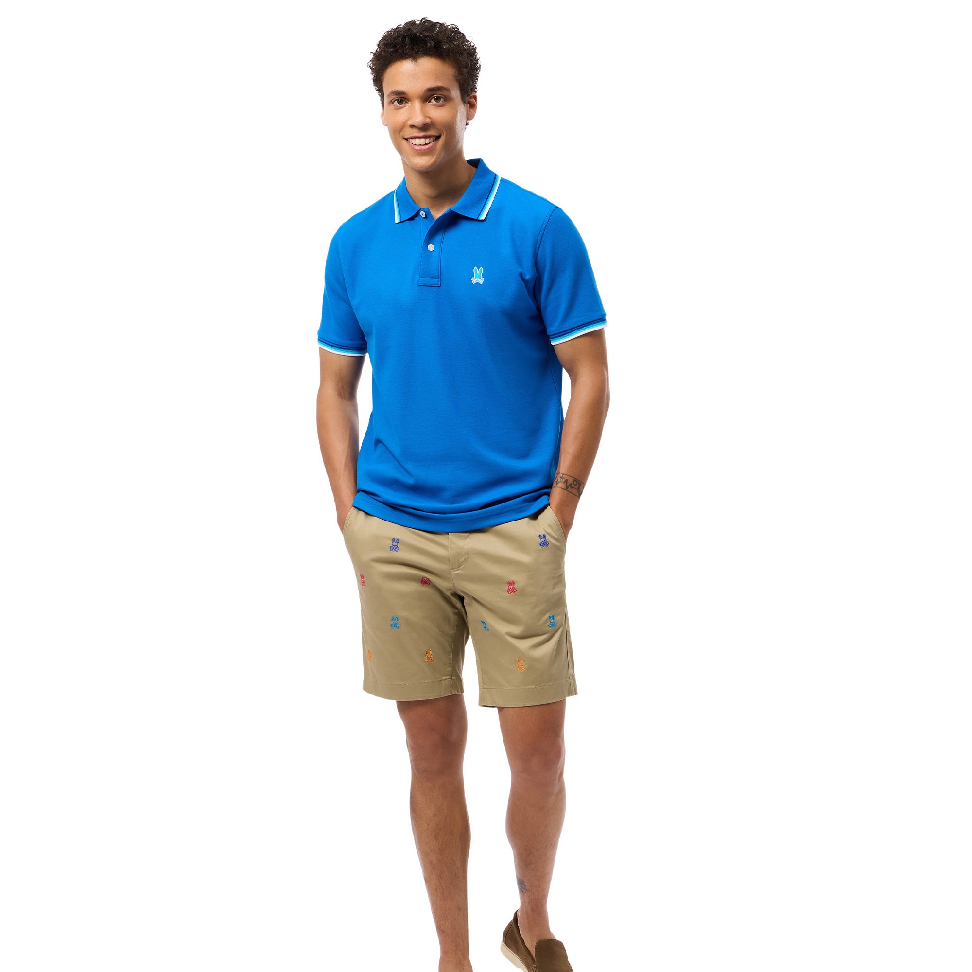 Psycho Bunny Bonham All over Bunny Print Chino Shorts Canyon Khaki