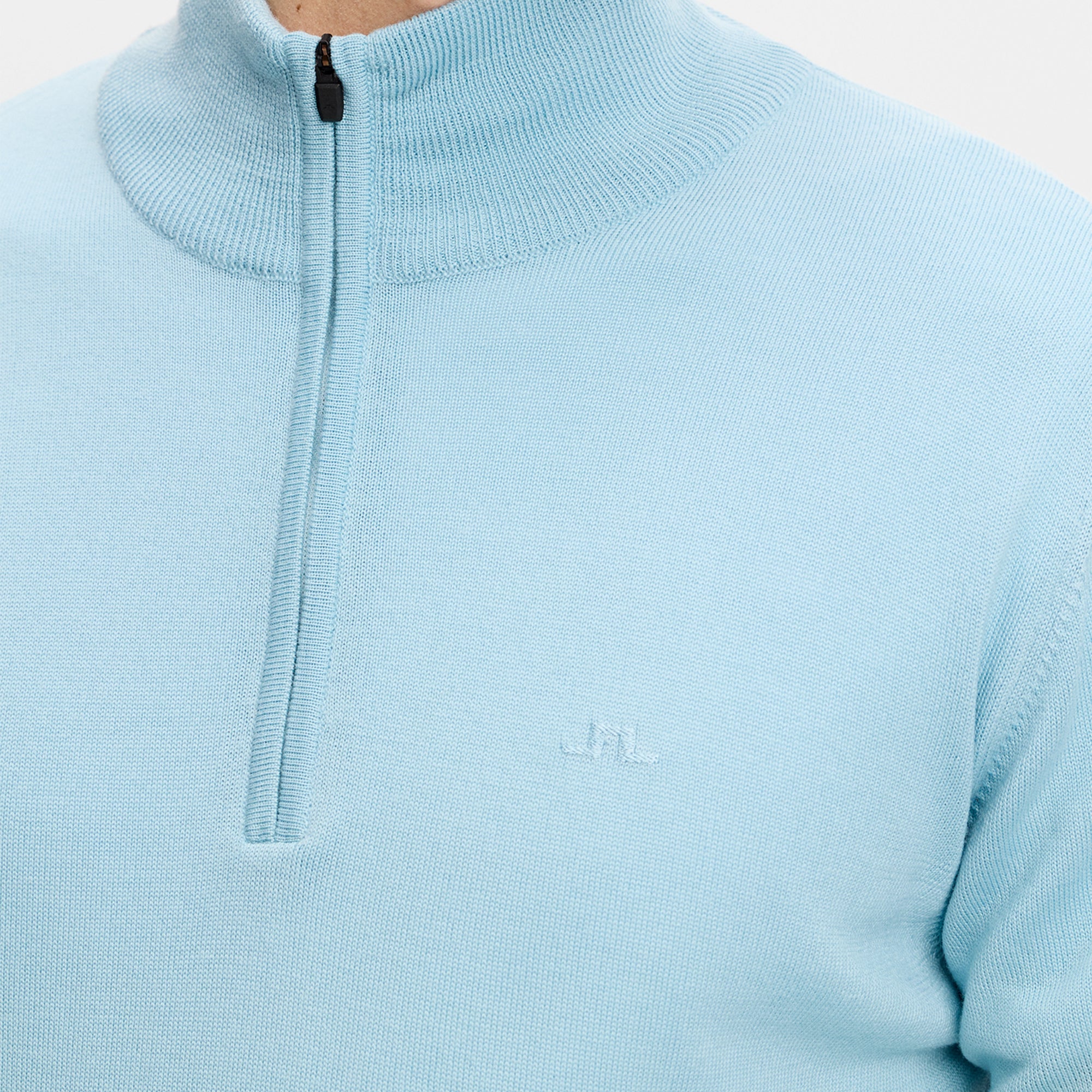 J Lindeberg Kiyan Quarter Zip Mens Sweater Forget-Me-Not Blue