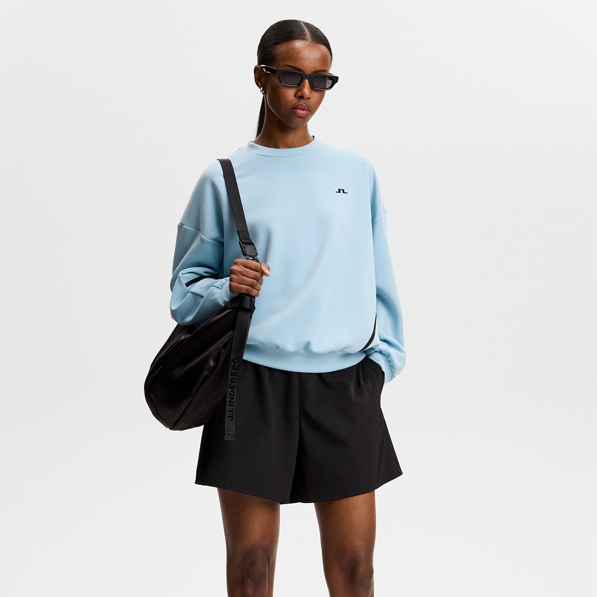J Lindeberg Aura Ladies Crew Neck Sweater Forget-Me-Not Blue