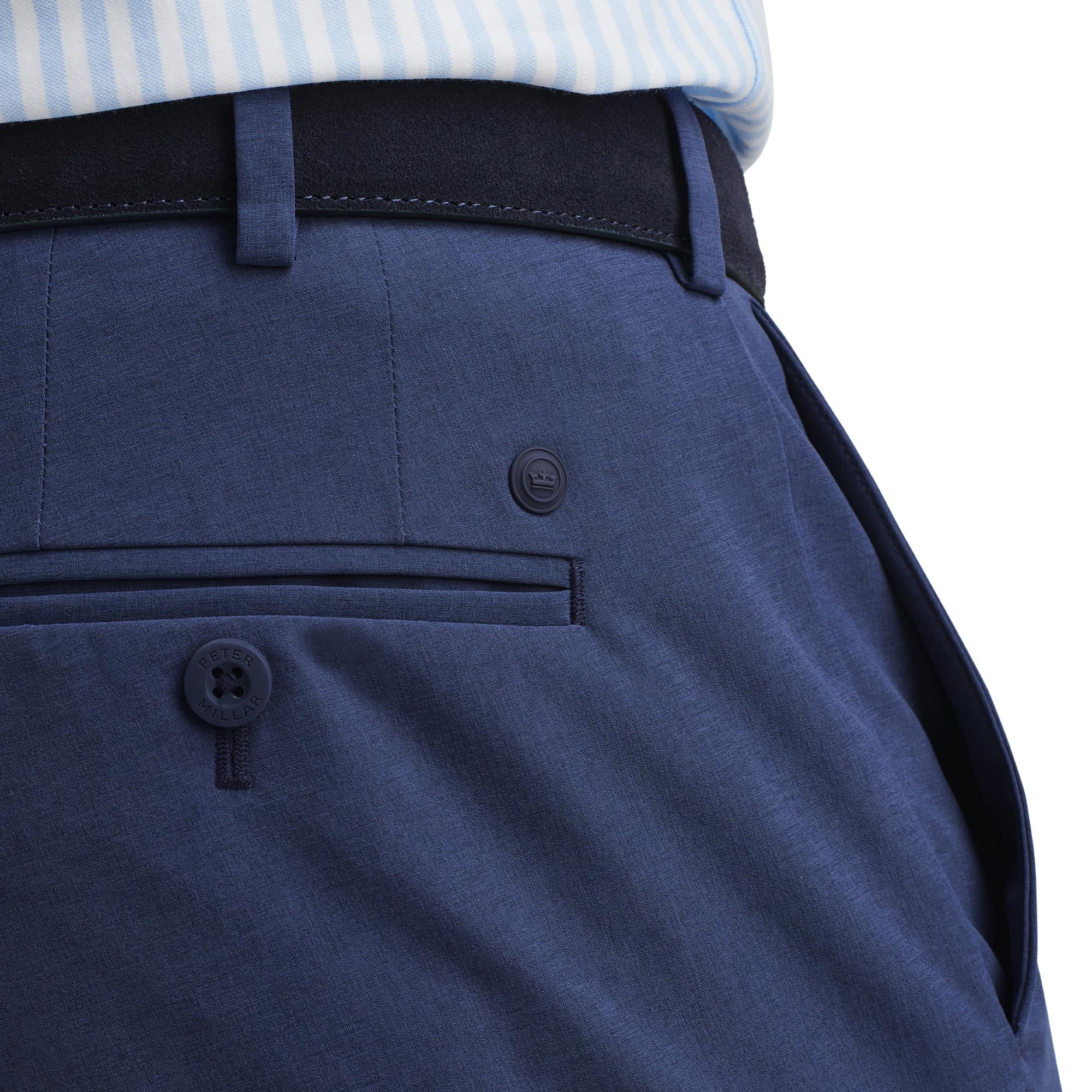 Close-up showing pocket detail on Peter Millar Surge Performance Trousers Navy – tailored mens golf trousers