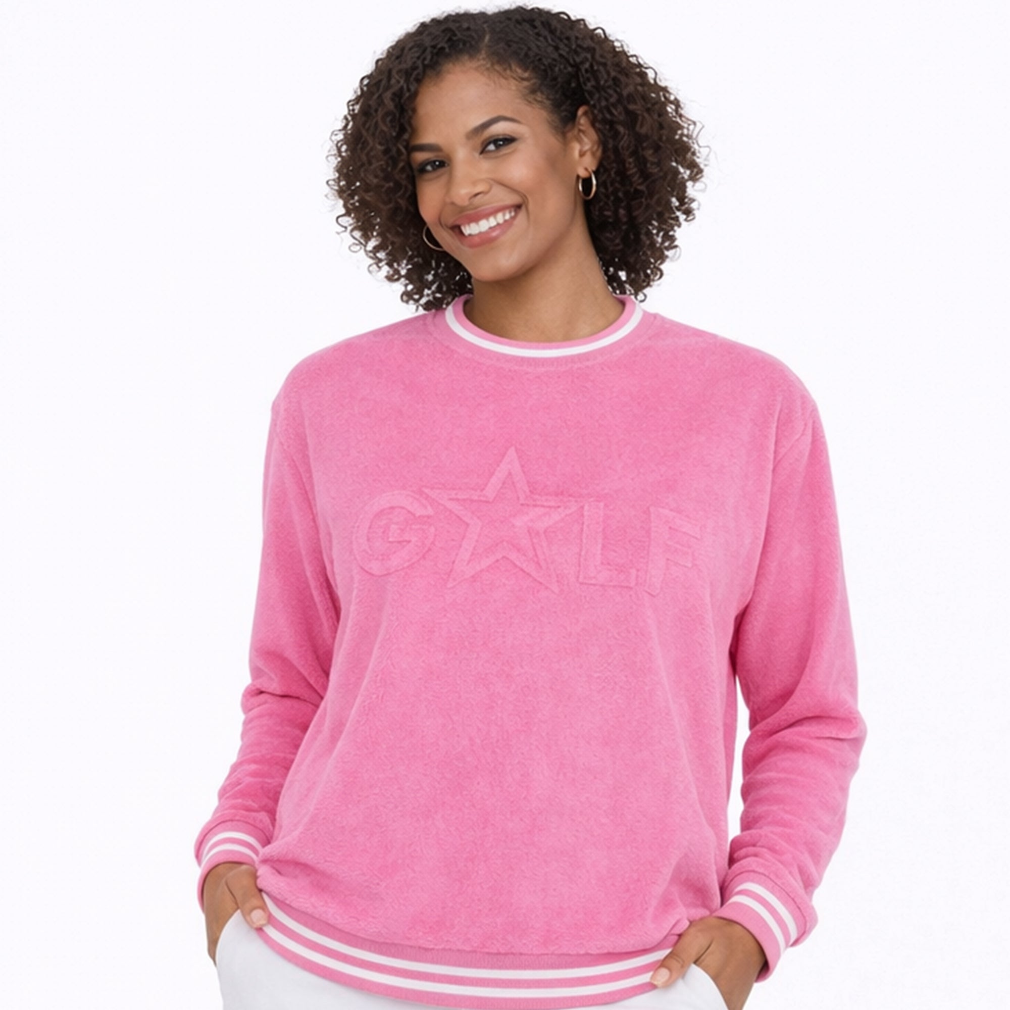 Swing Out Sister Elio Icon Ladies Golf Sweater Super Pink