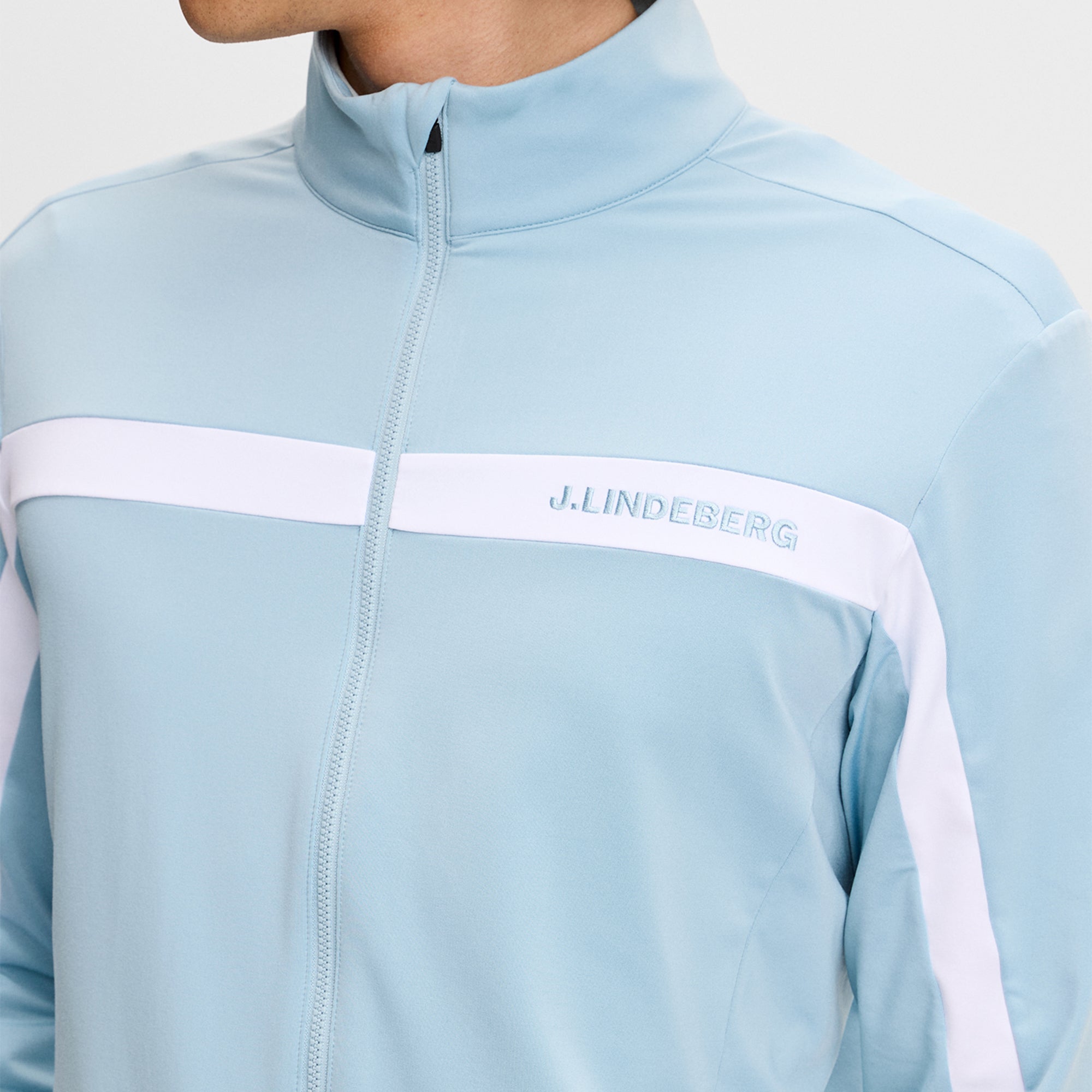 J Lindeberg Jarvis Mens Golf Mid Layer Forget-Me-Not Blue