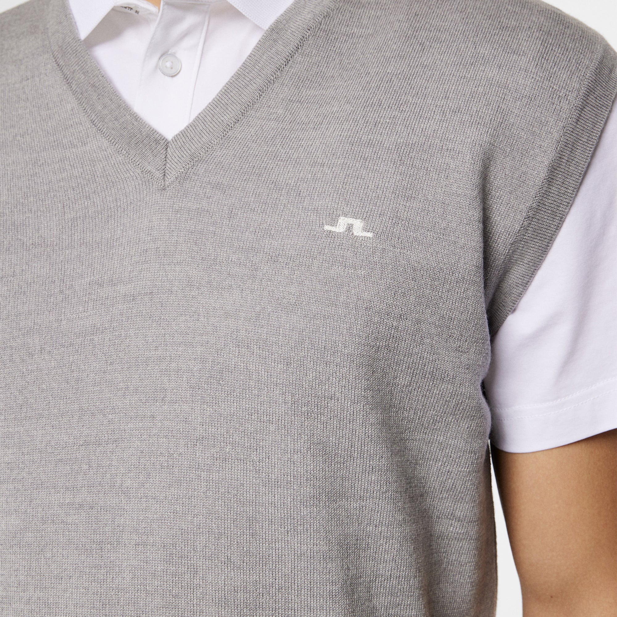 J Lindeberg Liam Knitted Mens Tour Merino Golf Vest Light Grey Melange