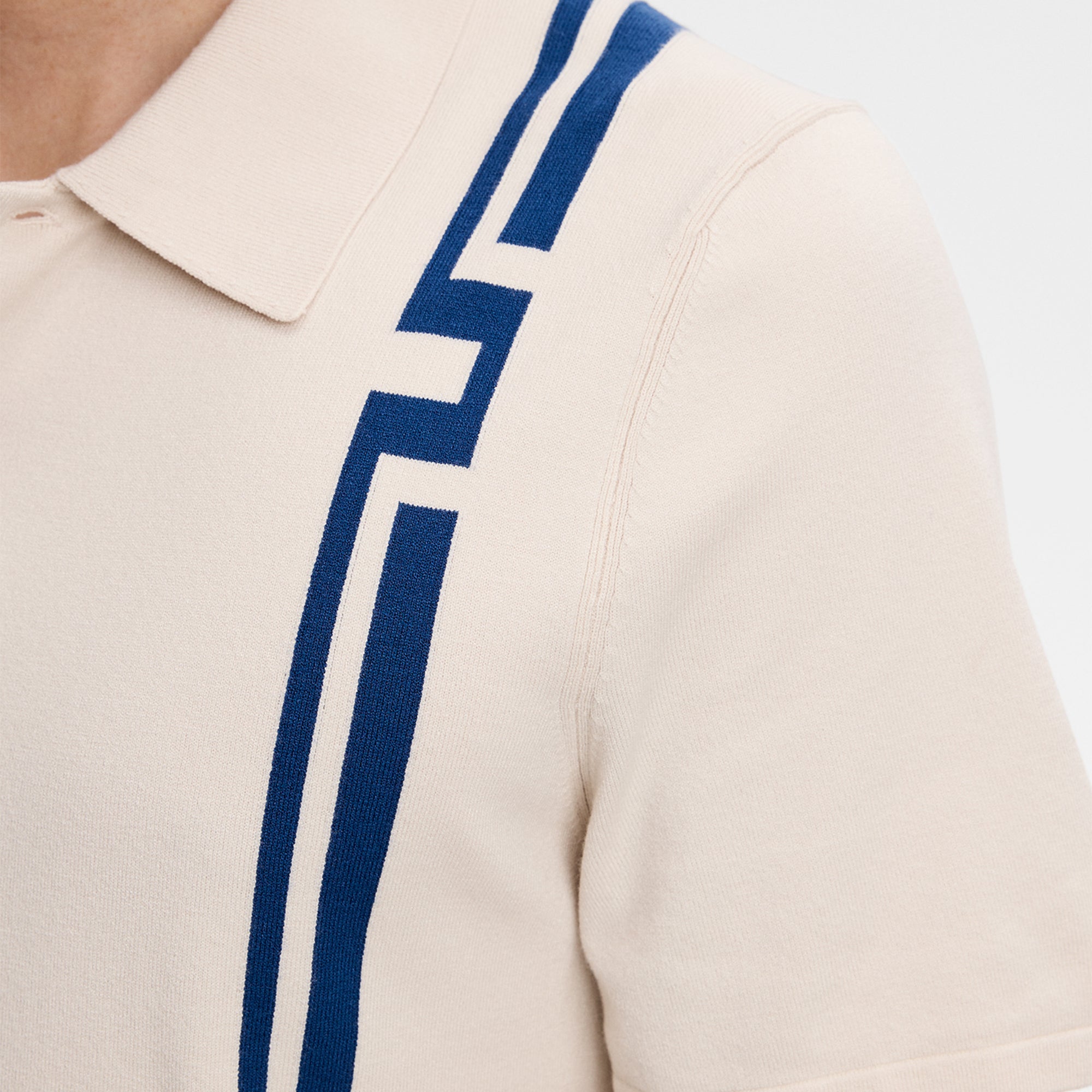 J Lindeberg Rylan Stripe Knit Mens Golf Polo Shirt Moonbeam