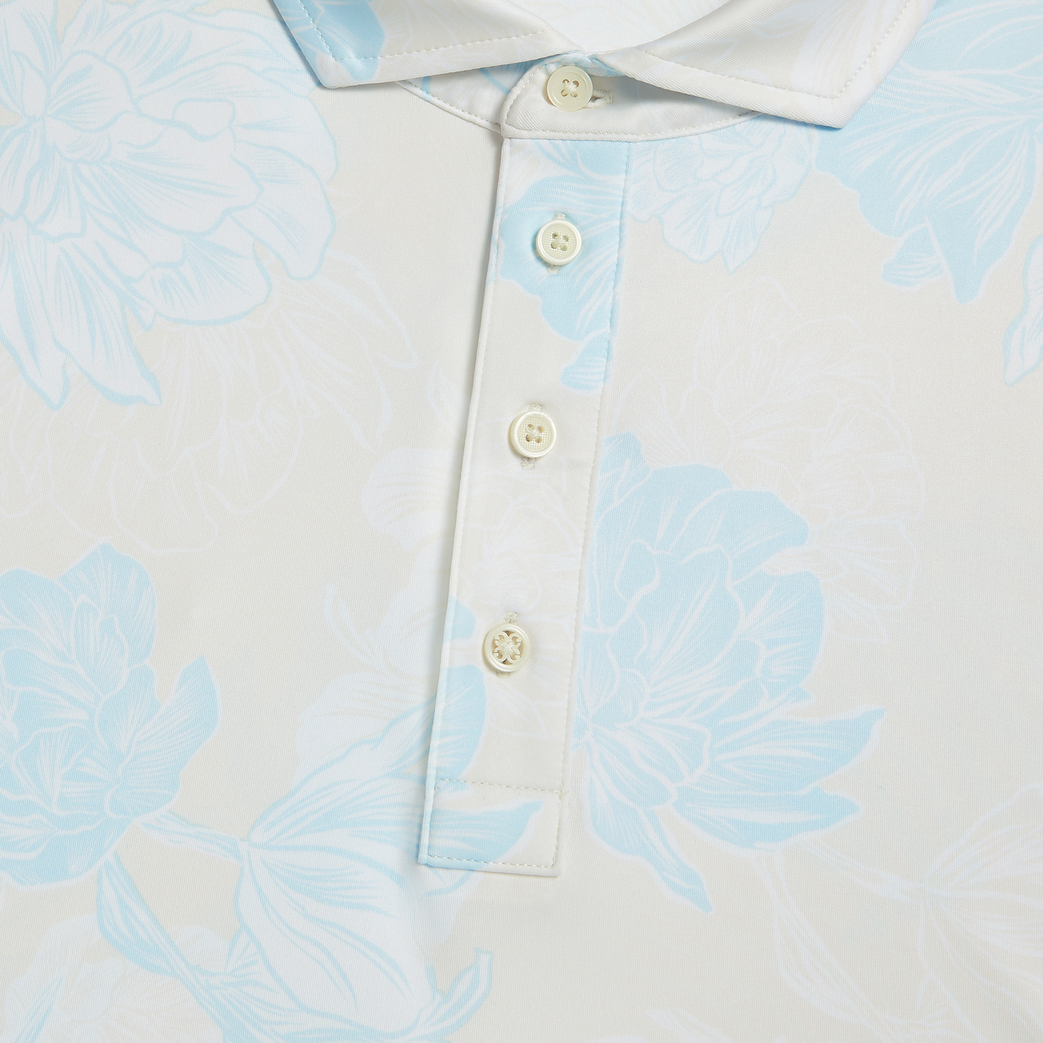 G/FORE Stamped Floral Tech Jersey Mens Golf Polo Shirt Stone