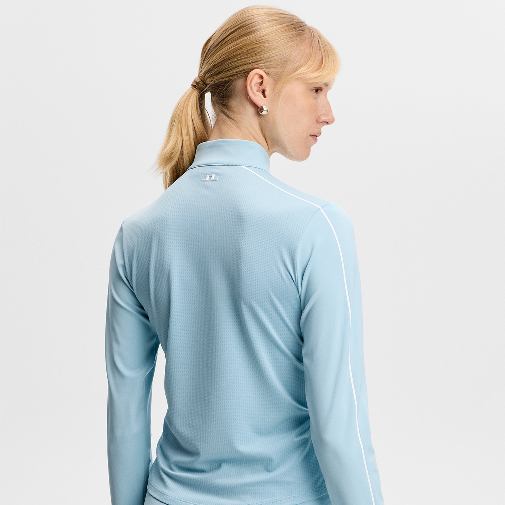 J Lindeberg Adiola Quarter Zip Ladies Golf Mid Layer Forget-Me-Not Blue