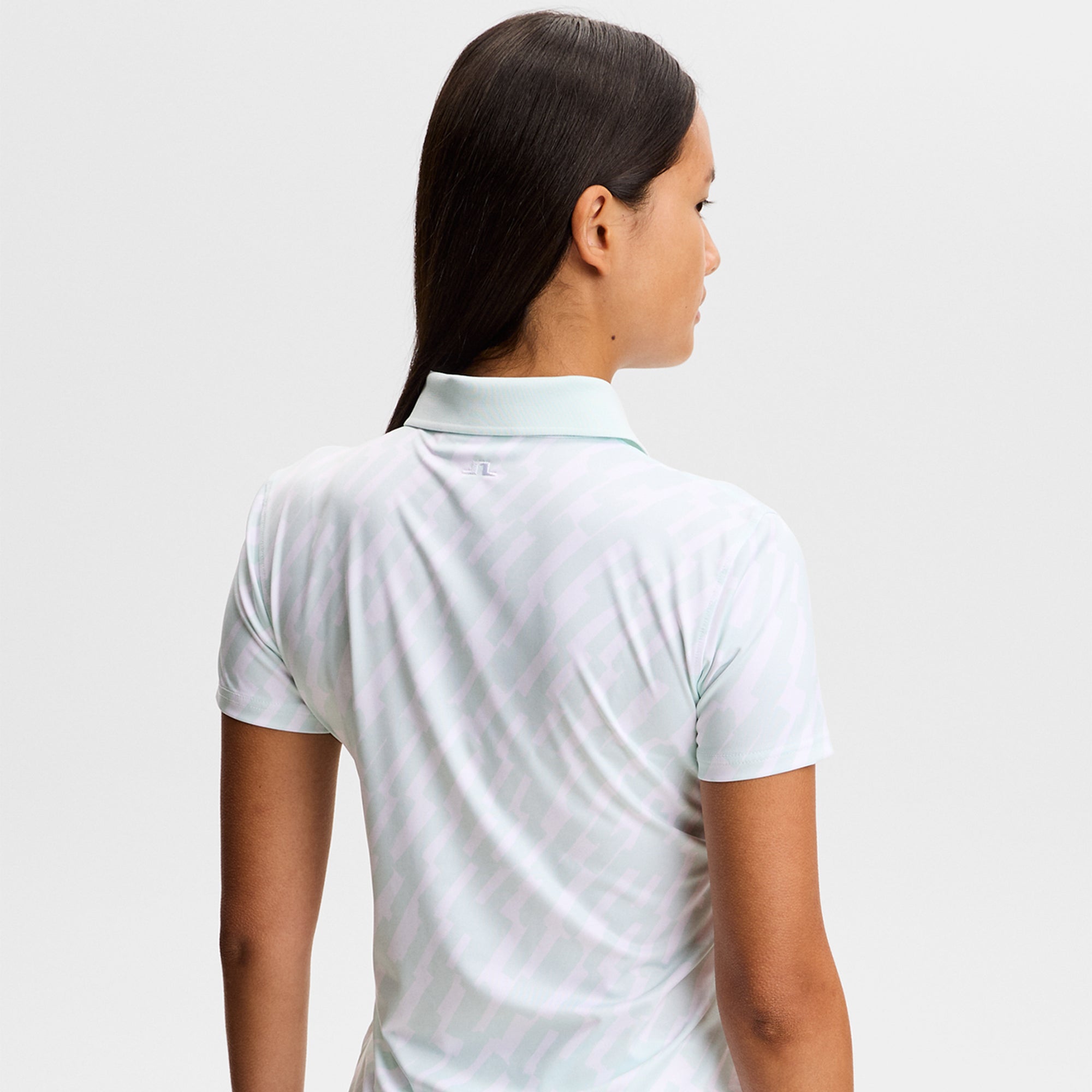 J Lindeberg Tour Tech Print Ladies Golf Polo Shirt Oak Skylight M