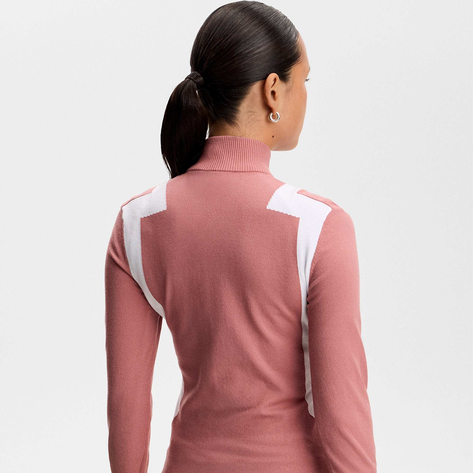 J Lindeberg Bianca Knitted Zip Ladies Golf Sweater Withered Rose