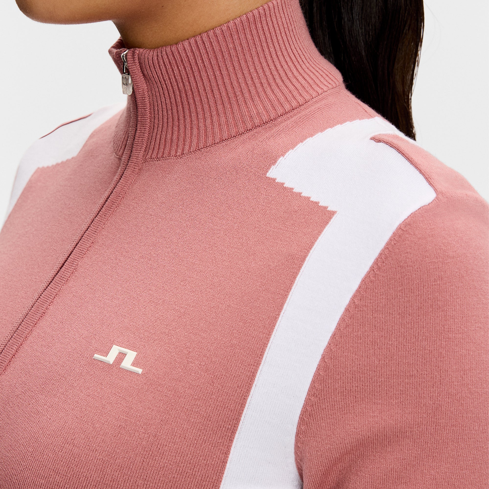 J Lindeberg Bianca Knitted Zip Ladies Golf Sweater Withered Rose