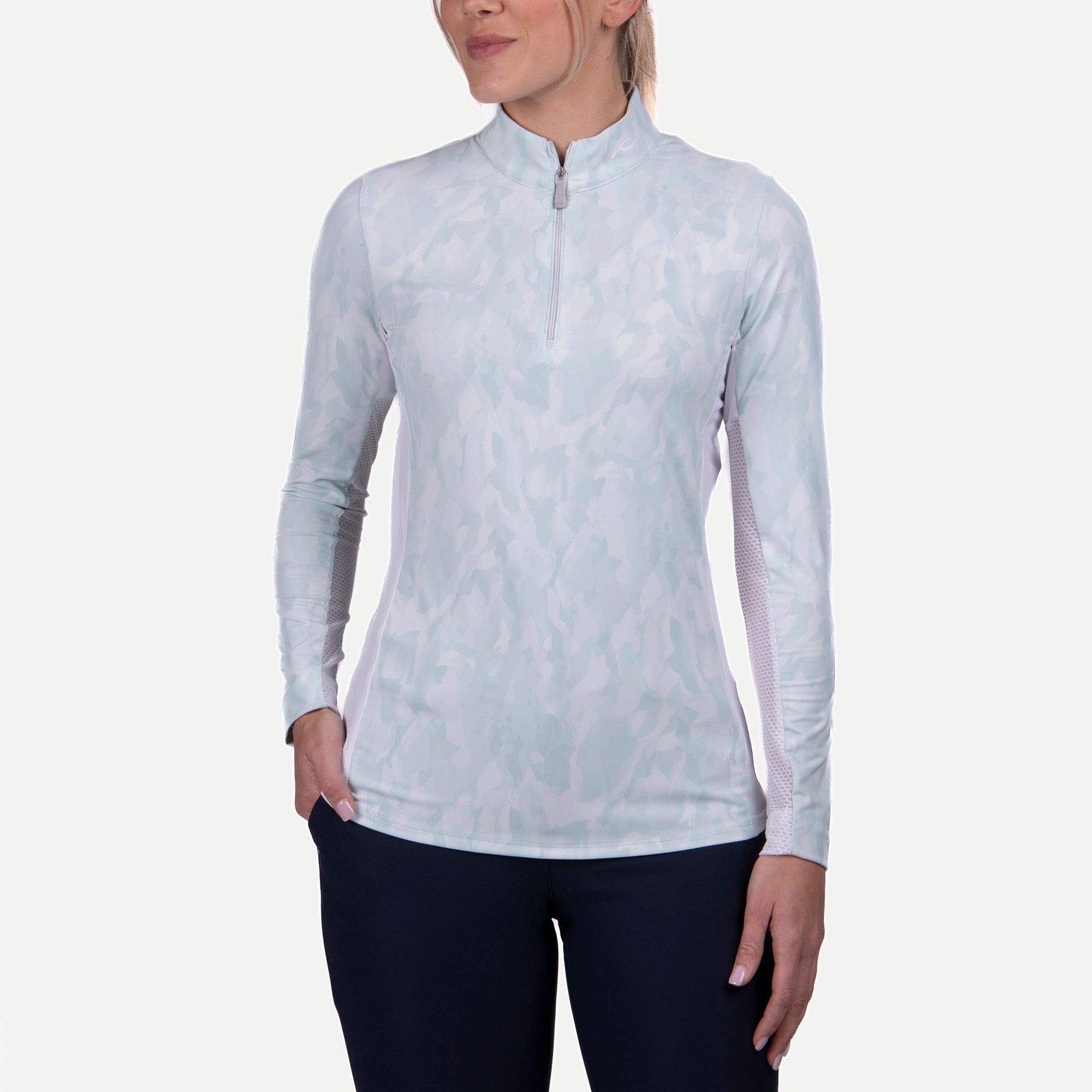 KJUS Sunshine Printed Half Zip Ladies Golf Mid Layer Mist
