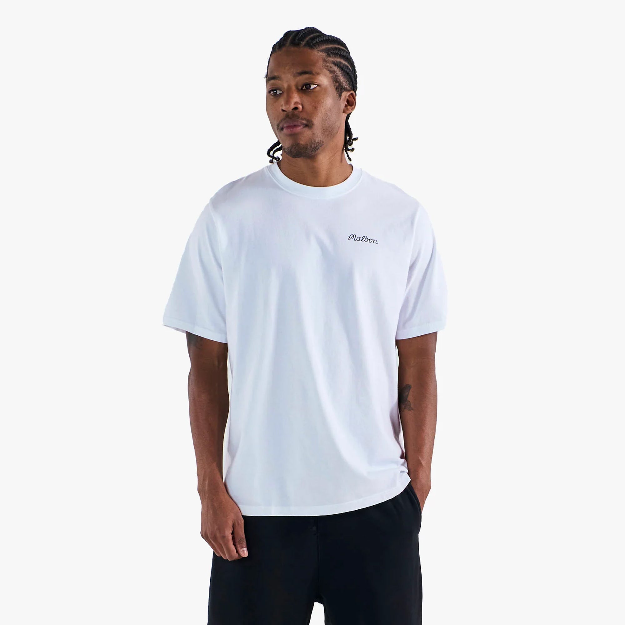 Malbon Golf Icons Bermuda Baldwin Tee White