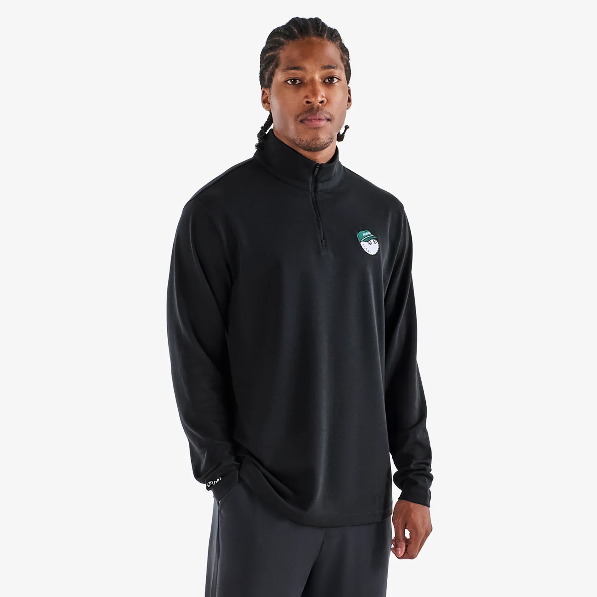 Malbon Golf Icons Flyer Mid Layer Black