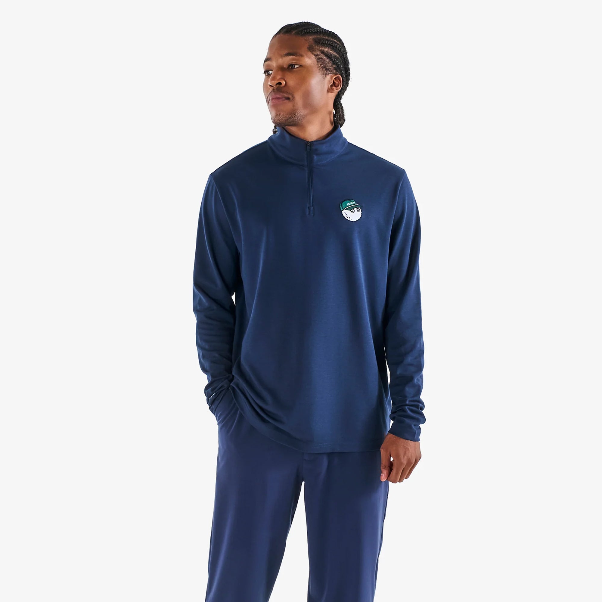 Malbon Golf Icons Flyer Mid Layer Navy