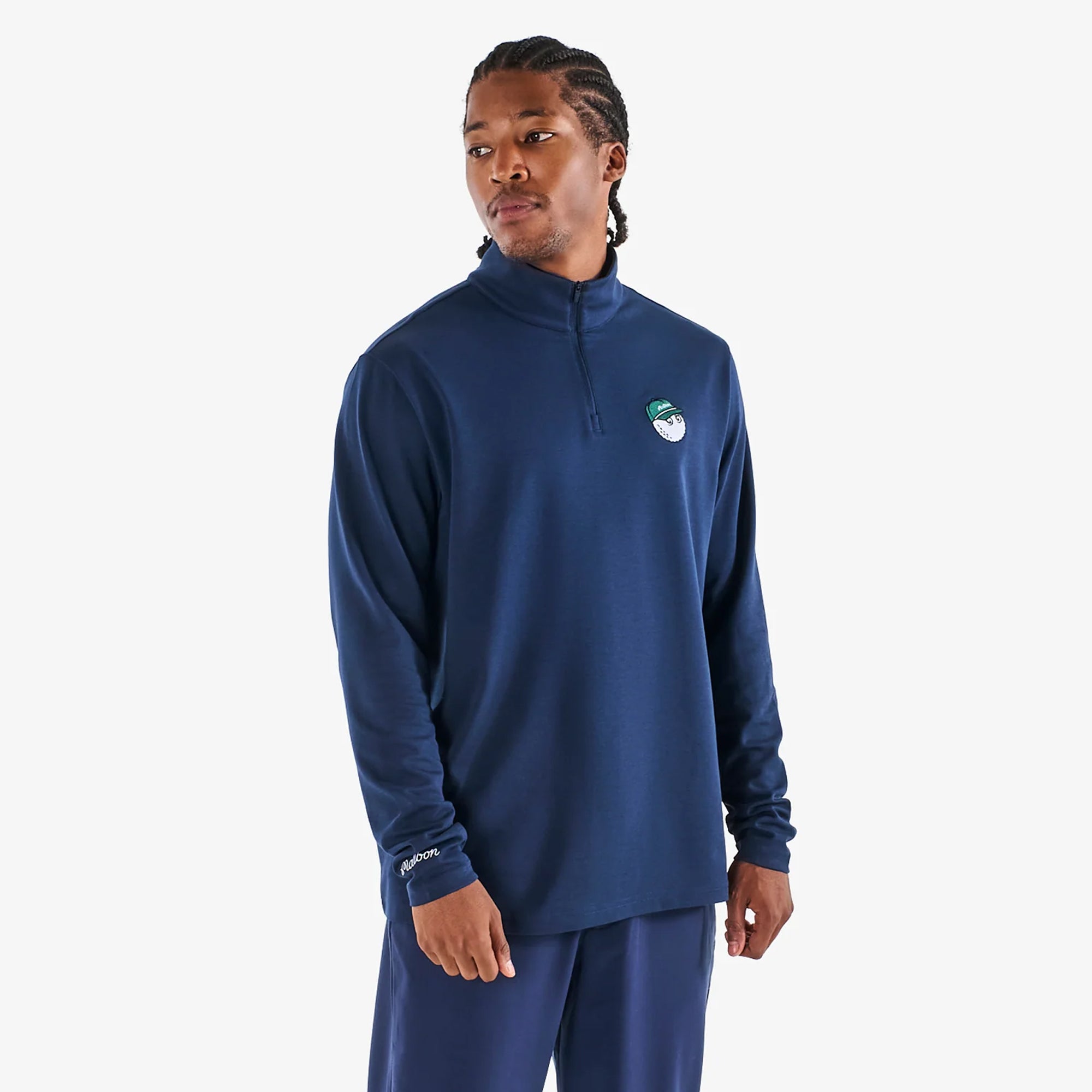 Malbon Golf Icons Flyer Mid Layer Navy