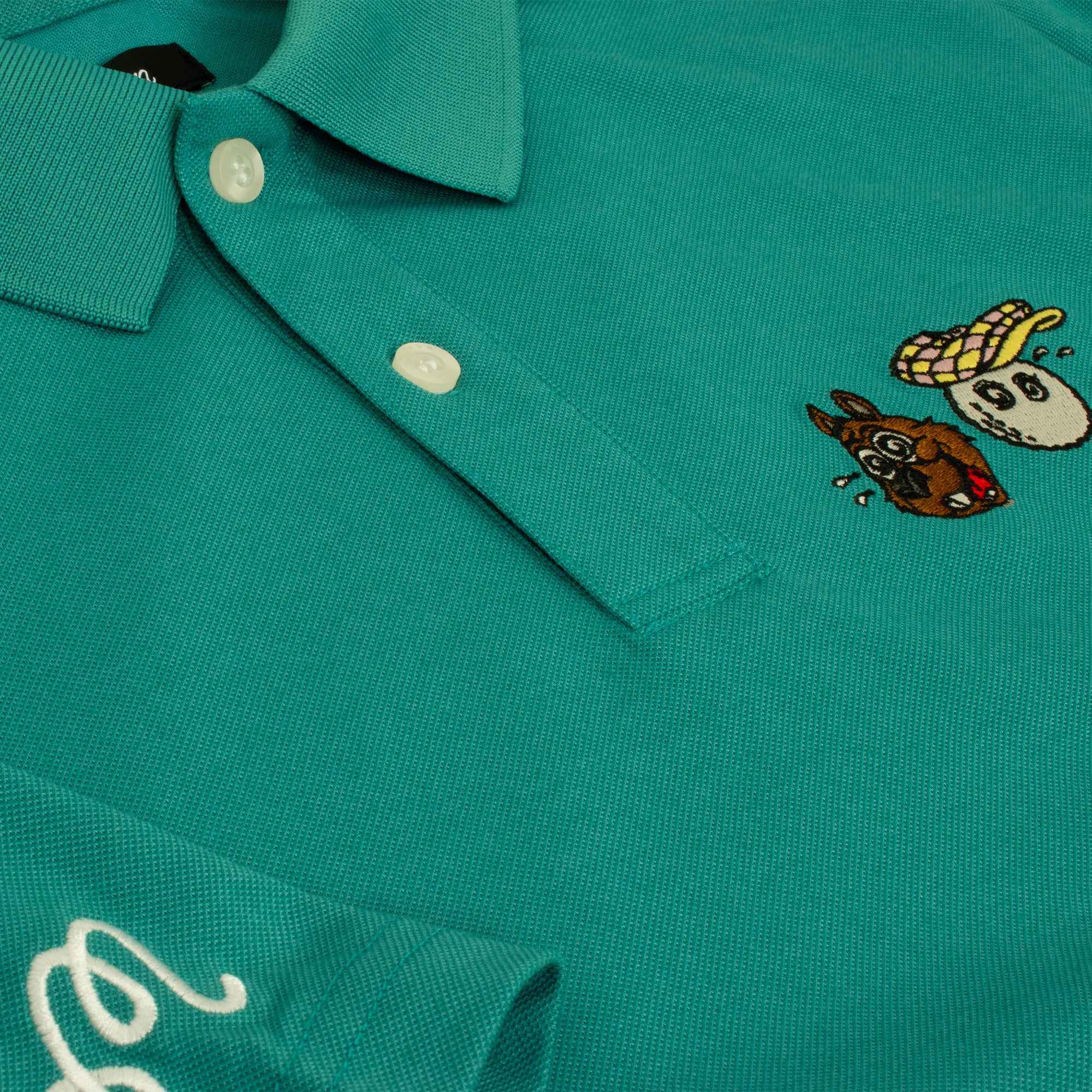 Malbon Two Man Scramble Mens Pique Golf Polo Shirt Blue Green