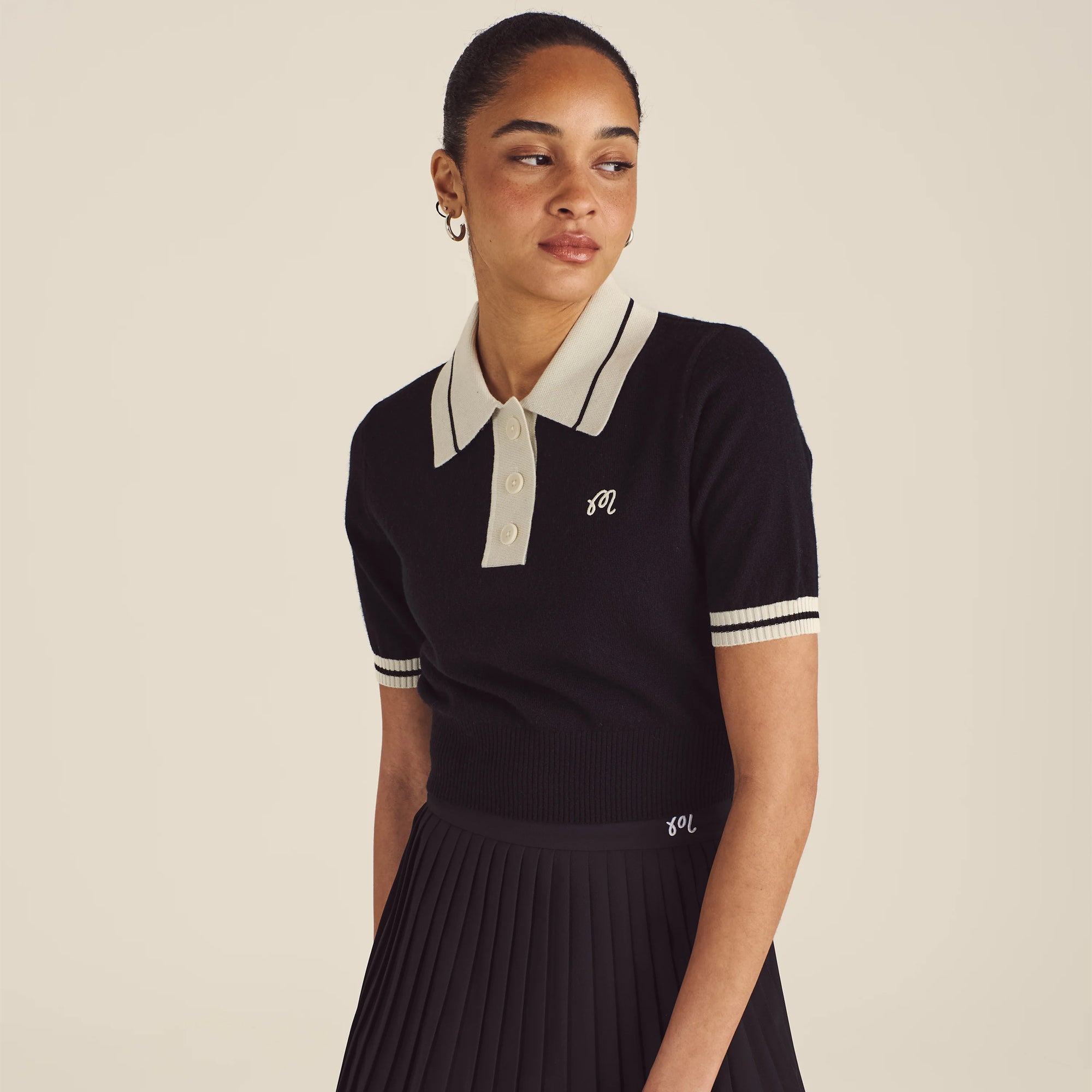Malbon Golf Womens Icons Mikayla Knit Ladies Polo Black