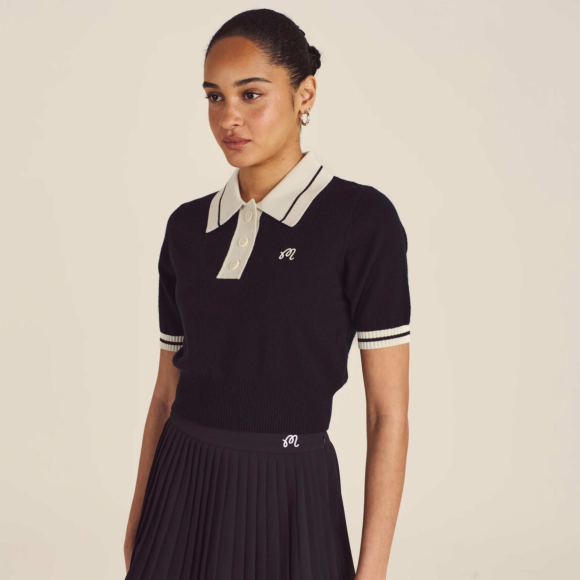 Malbon Golf Womens Icons Mikayla Knit Ladies Polo Black