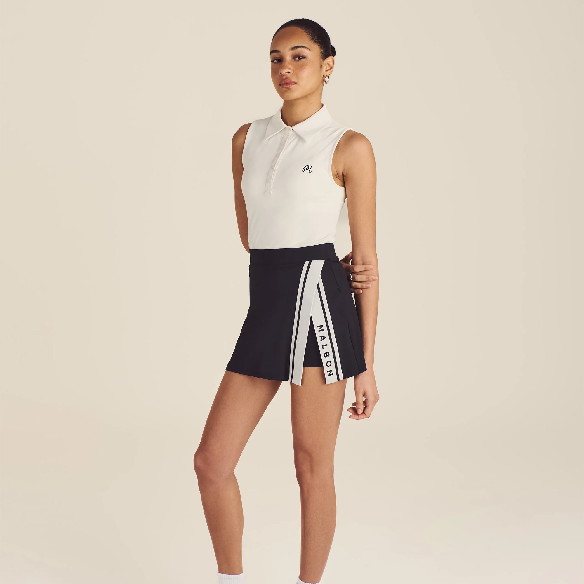 Malbon Golf Womens Icons Baseline Skirt Black