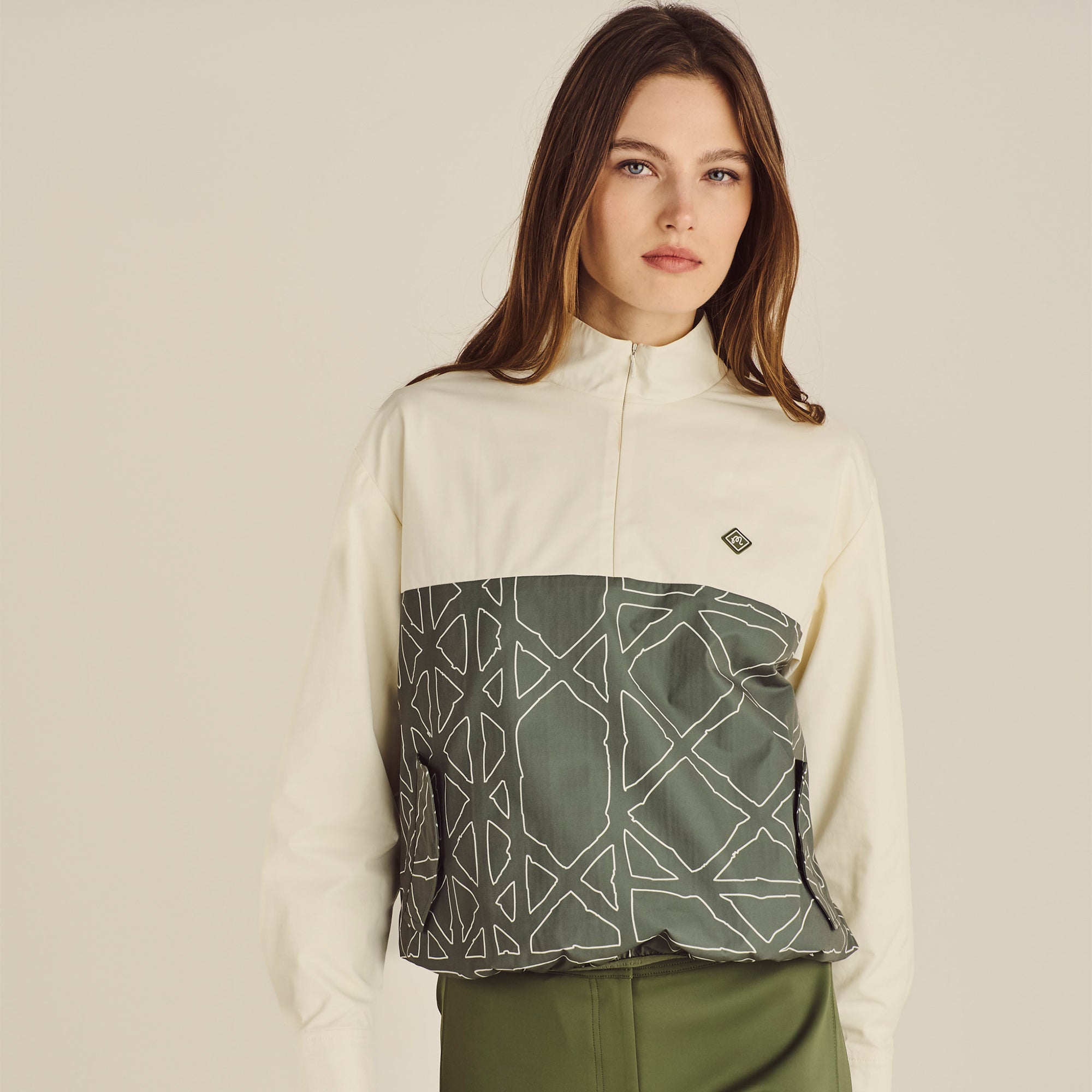 Malbon Golf Womens Rosa Pullover Cream/Olivine