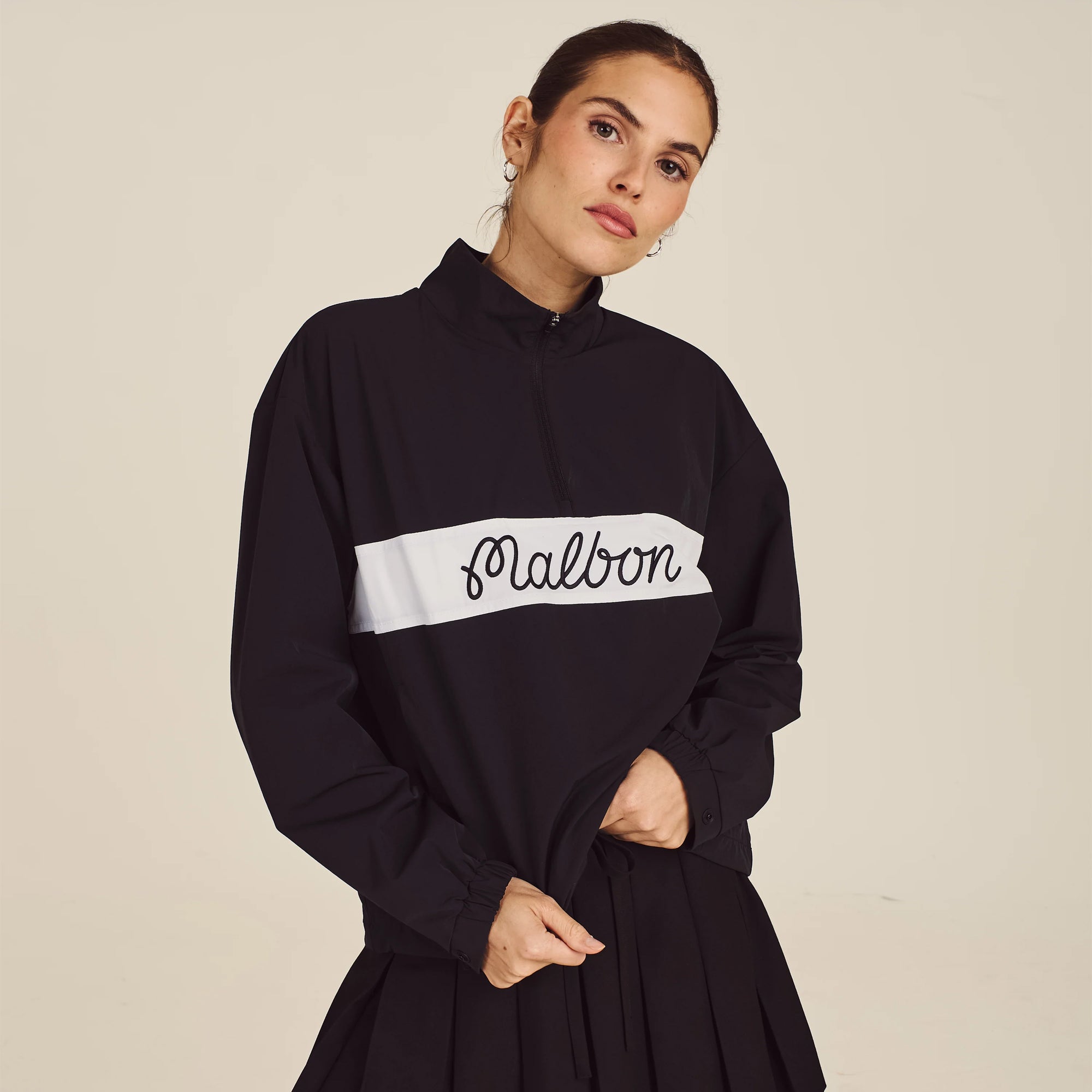 Malbon Golf Womens Icons Crosscourt Windbreaker Black