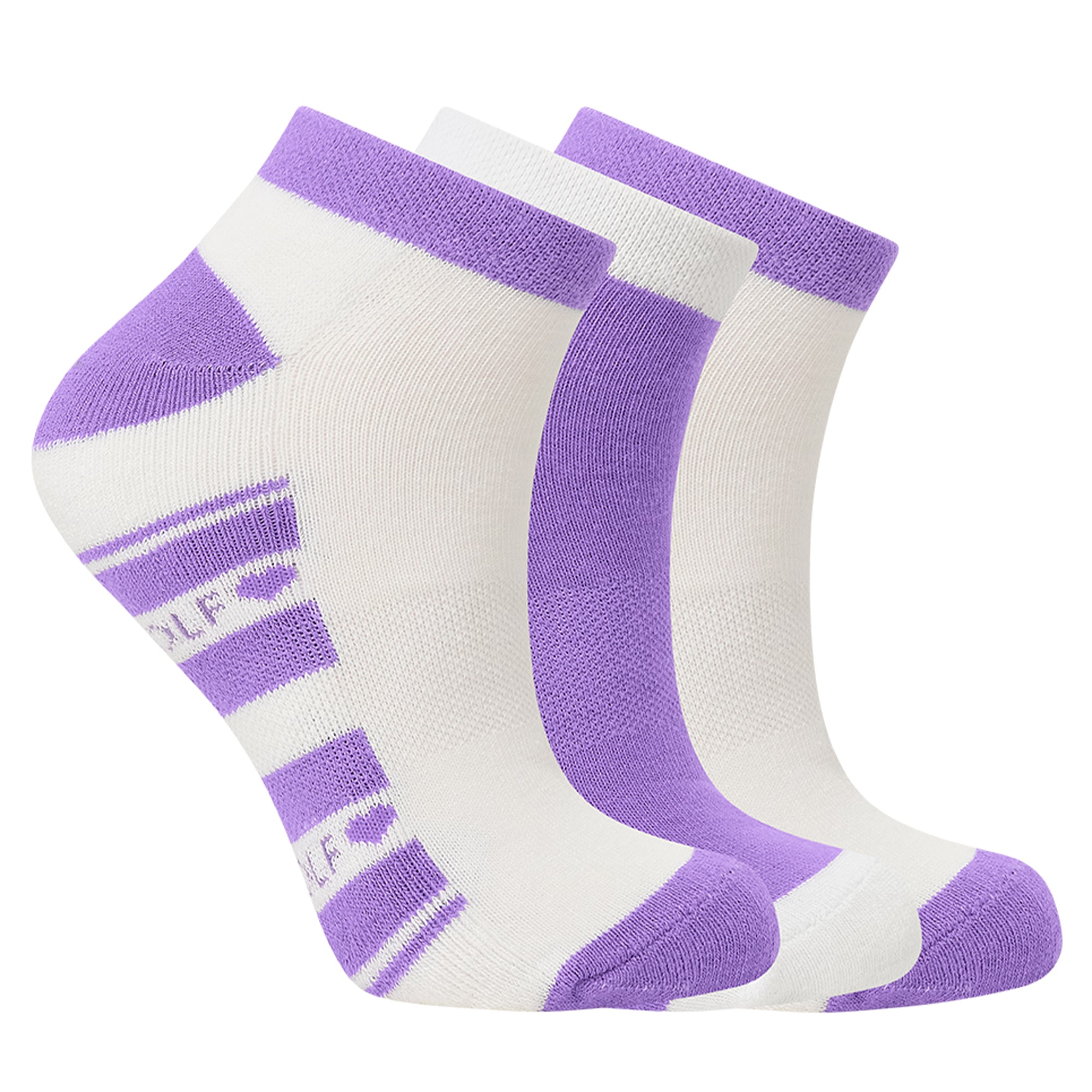 Pure Golf Trixie 3 Pack Trainer Ladies Golf Socks Lilac