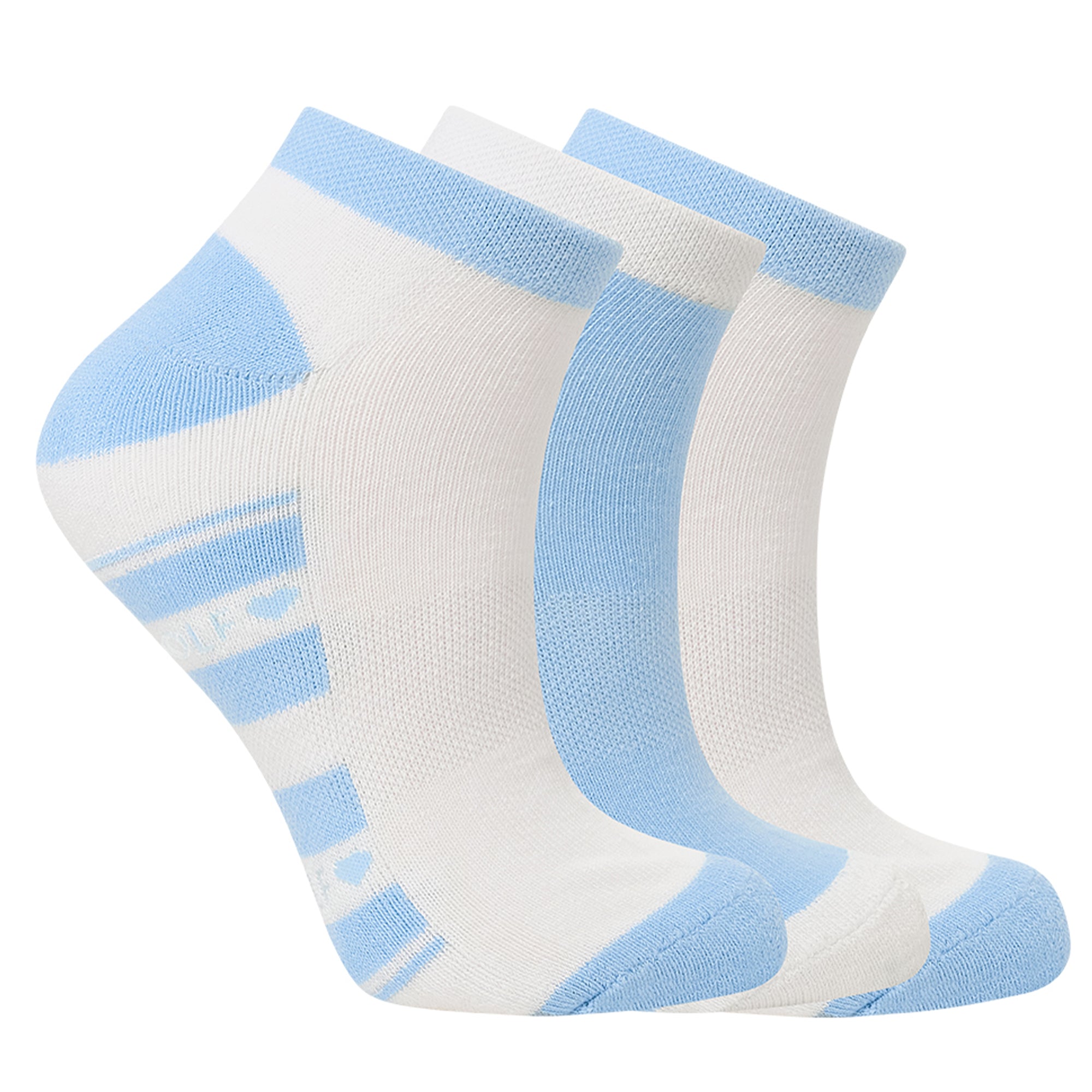 Pure Golf Trixie 3 Pack Trainer Ladies Golf Socks Pale Blue