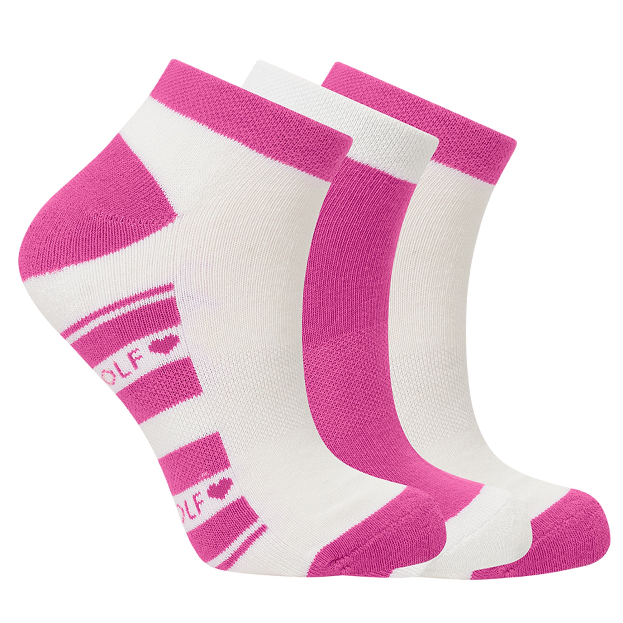 Pure Golf Trixie 3 Pack Trainer Ladies Golf Socks Azalea Pink