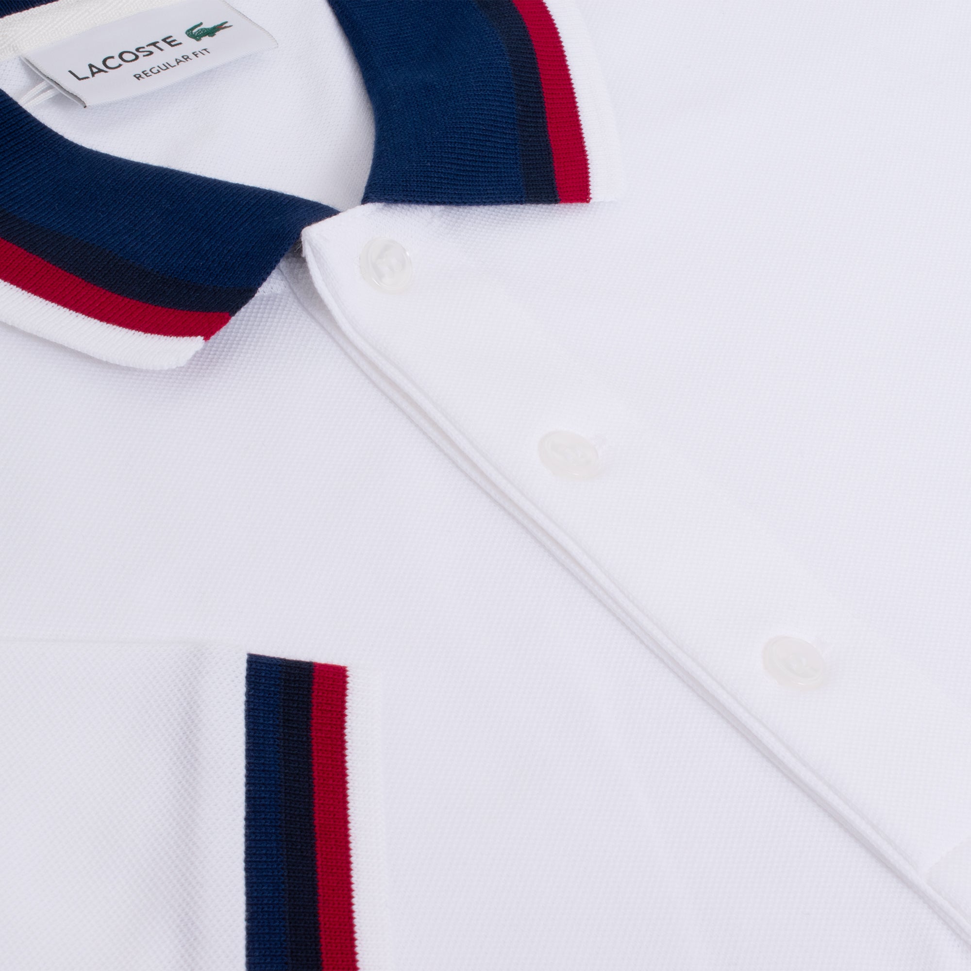 Mens Lacoste Contrast Colour Regular Fit Polo Shirt White