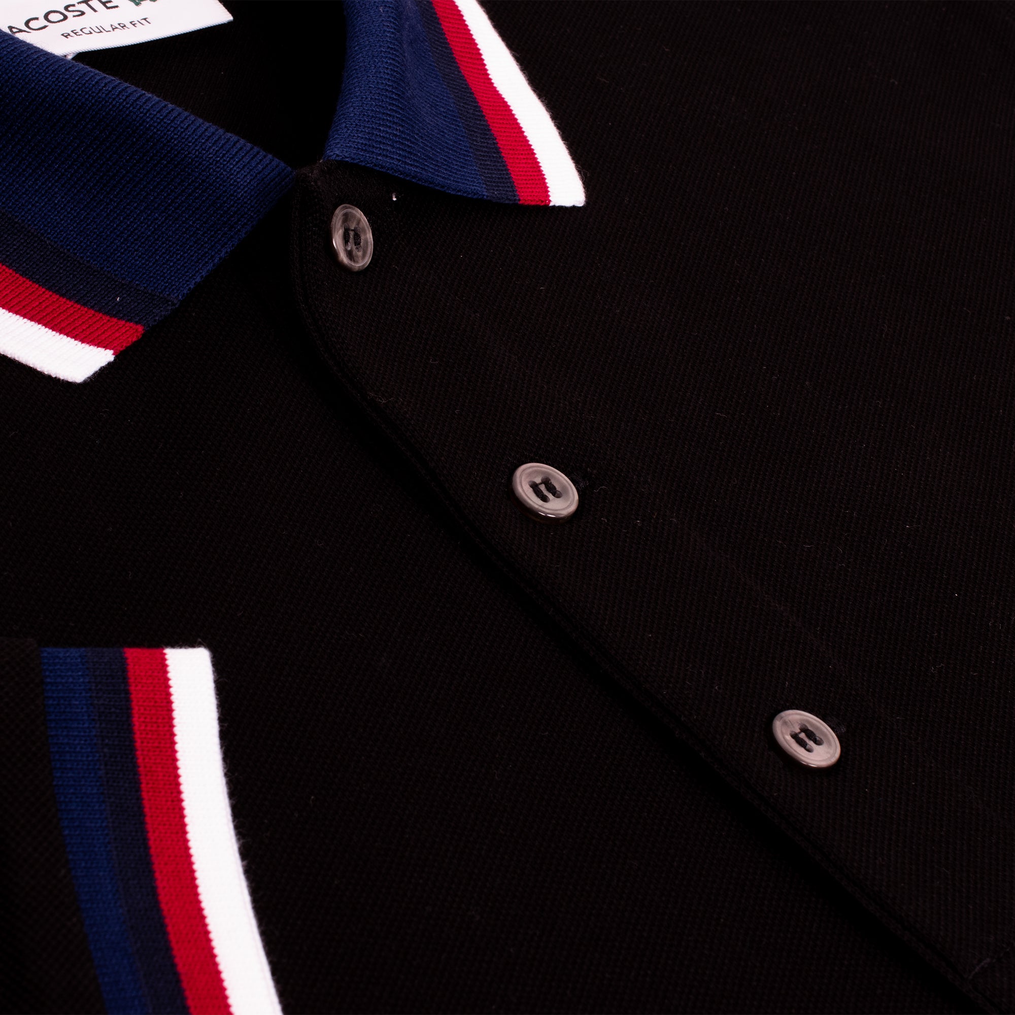 Mens Lacoste Contrast Colour Regular Fit Polo Shirt Black