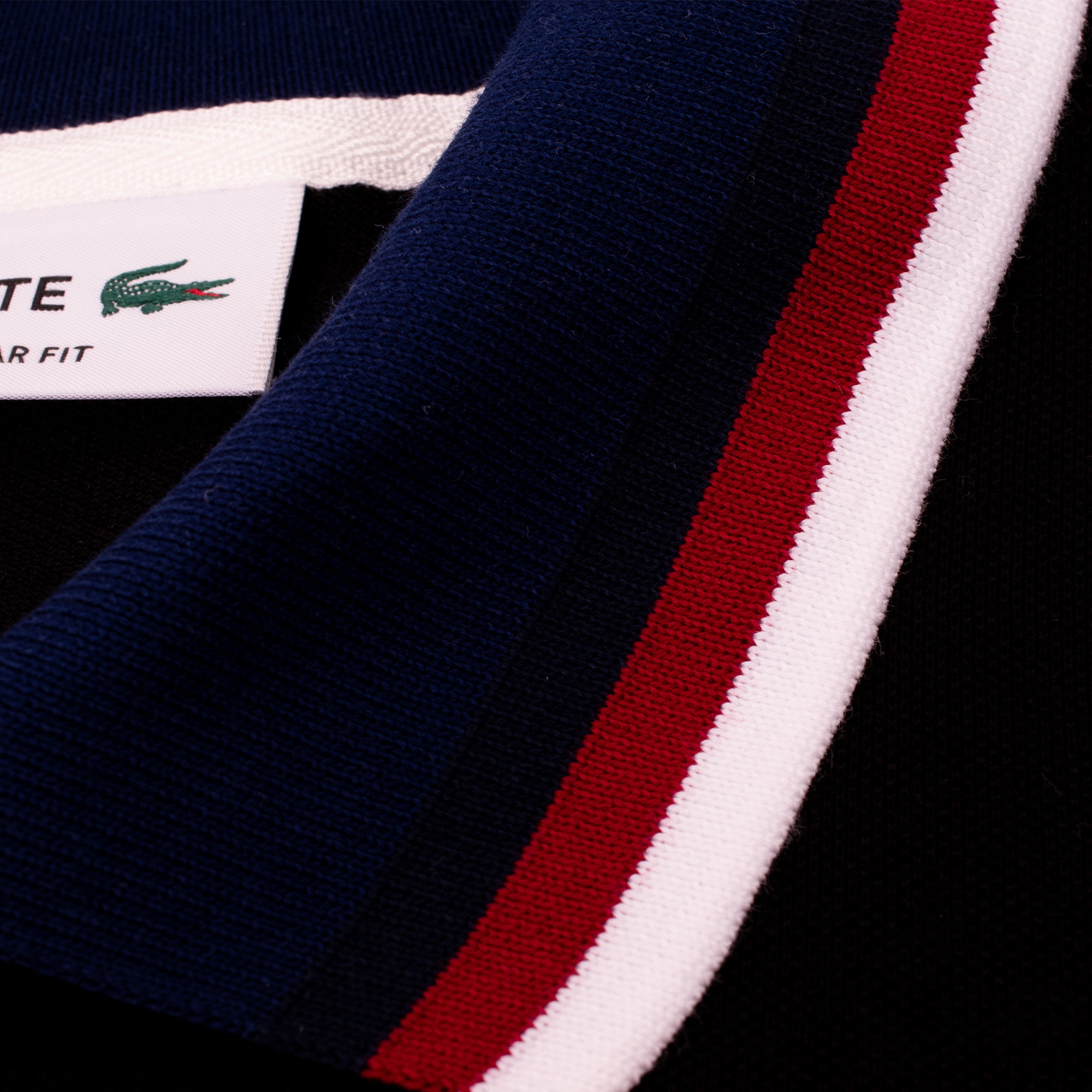 Mens Lacoste Contrast Colour Regular Fit Polo Shirt Black