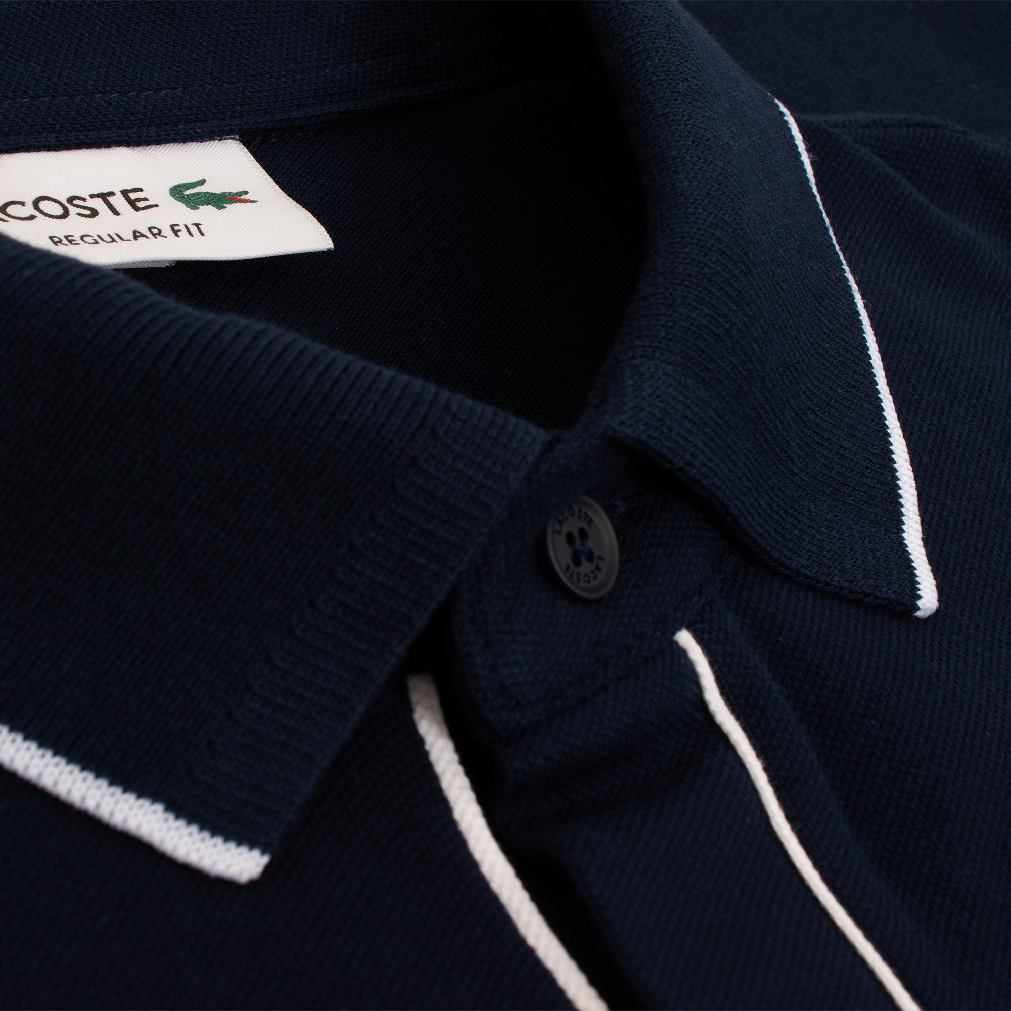 Mens Lacoste Paris Contrast Trim Polo Shirt Navy
