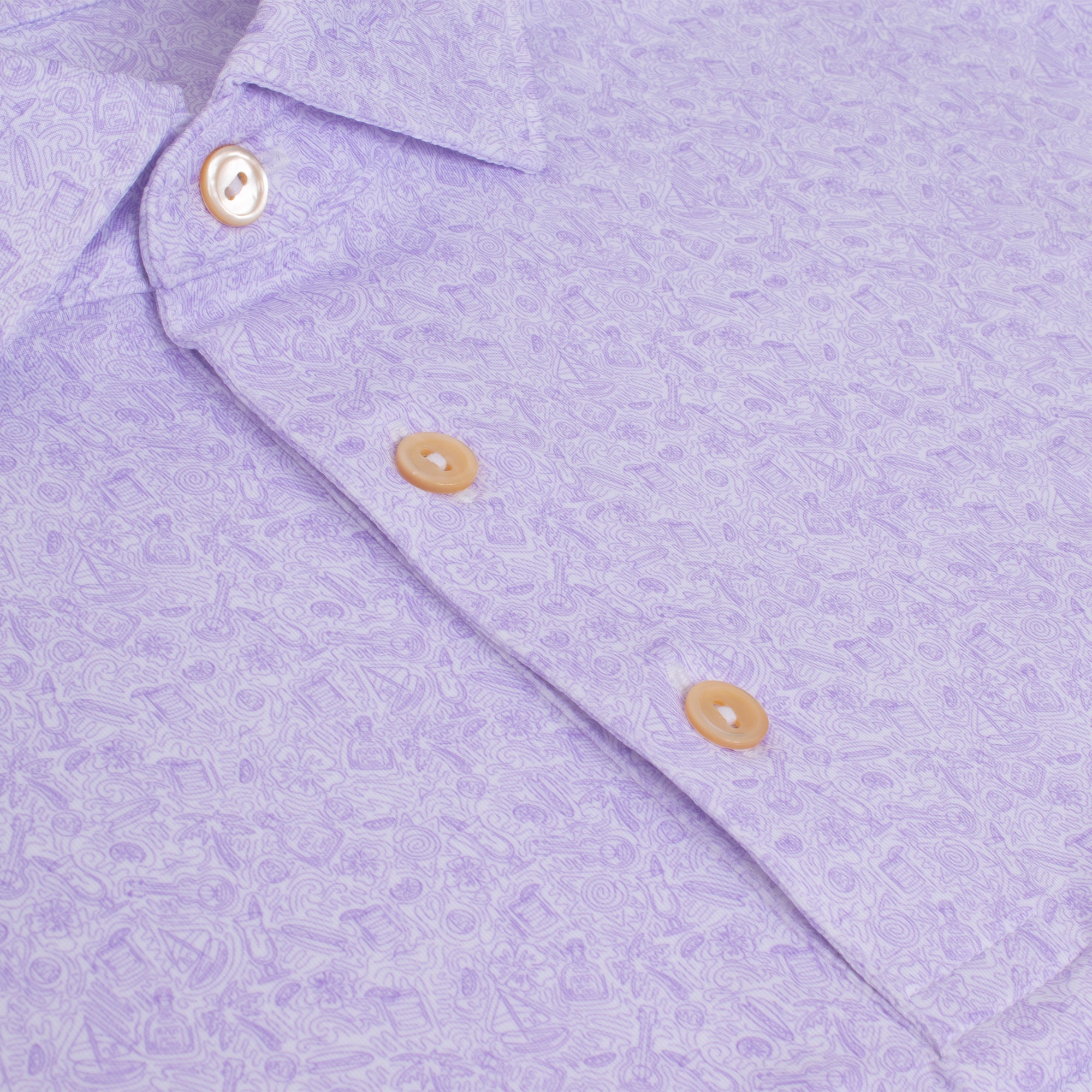 Close-up showing pattern and buttons on Peter Millar Getaway Polo Shirt – premium mens golf polo