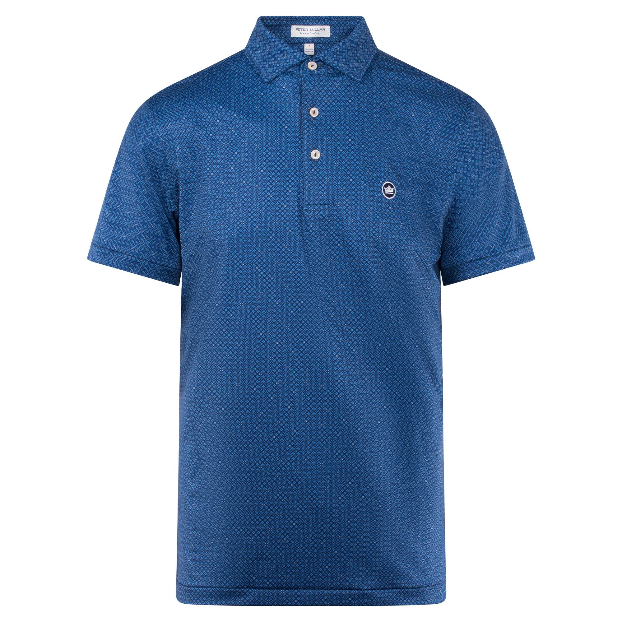 Front view of Peter Millar Castellina Performance Jersey Polo Shirt in Navy – mens golf polo shirt