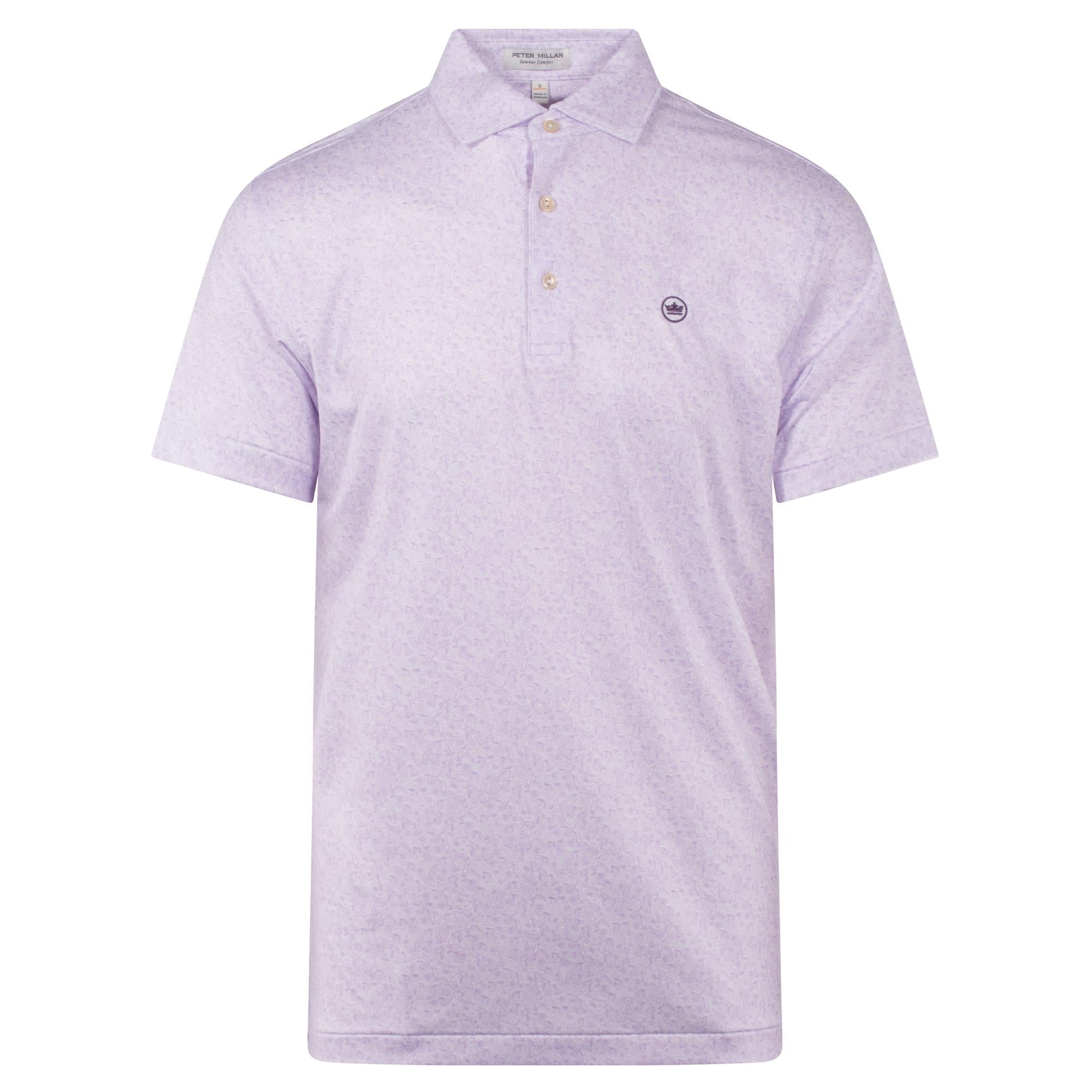 Front product view of Peter Millar Getaway Performance Jersey Polo Shirt in White – mens golf polo shirt UK