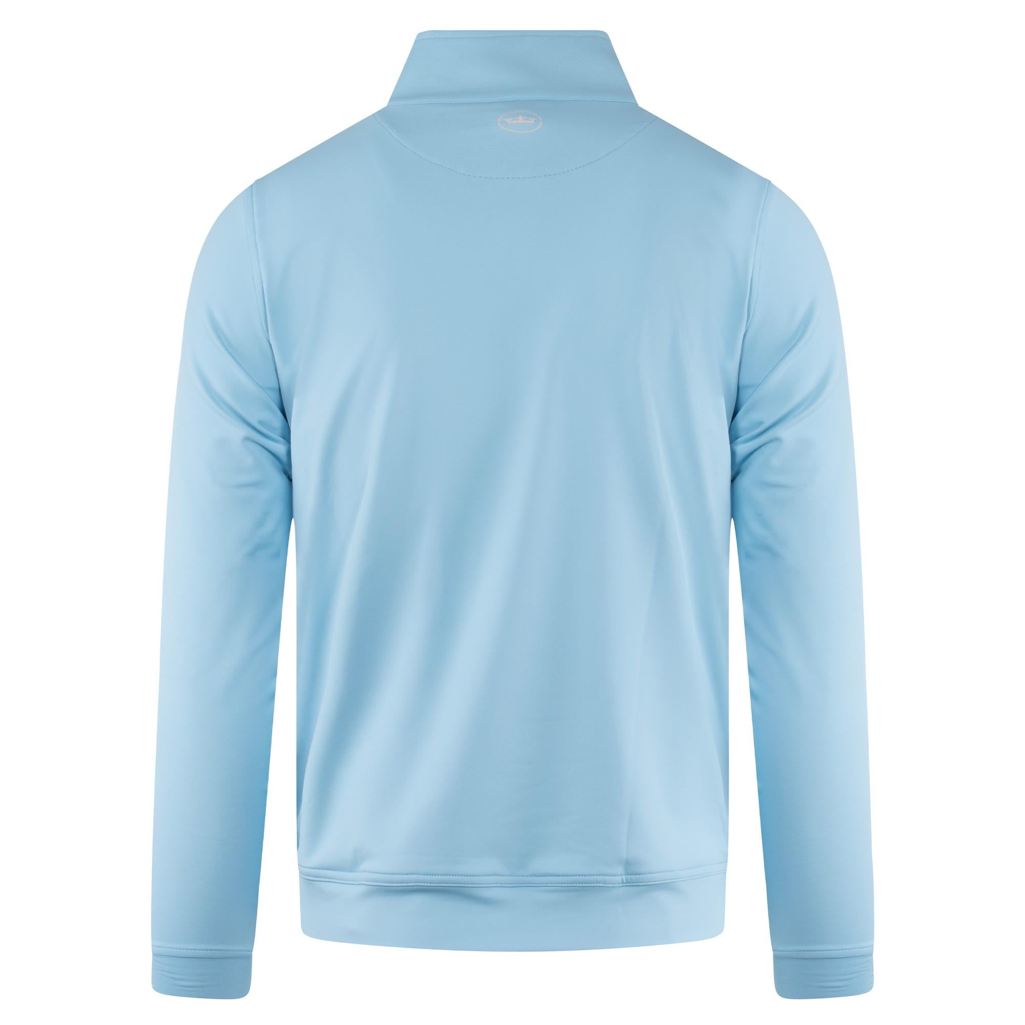 Back product image of Peter Millar Perth Stretch Mid Layer in Cottage Blue – designer golf midlayer