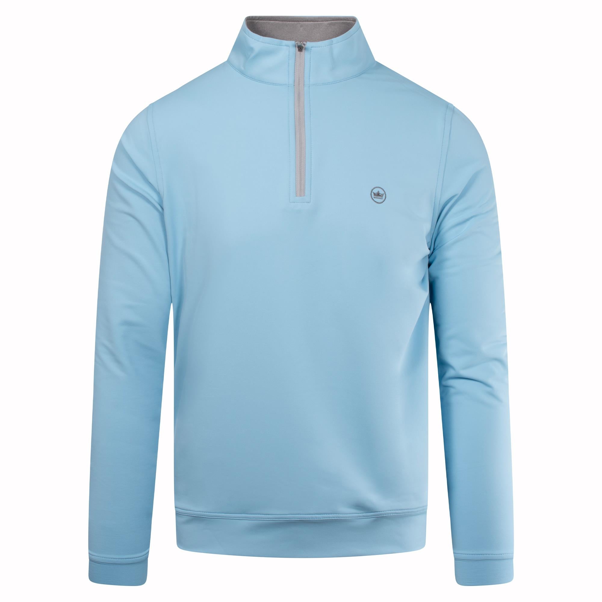  Front product image of Peter Millar Perth Stretch 1/4 Zip Mid Layer in Cottage Blue – mens golf mid layer from Peter Millar UK