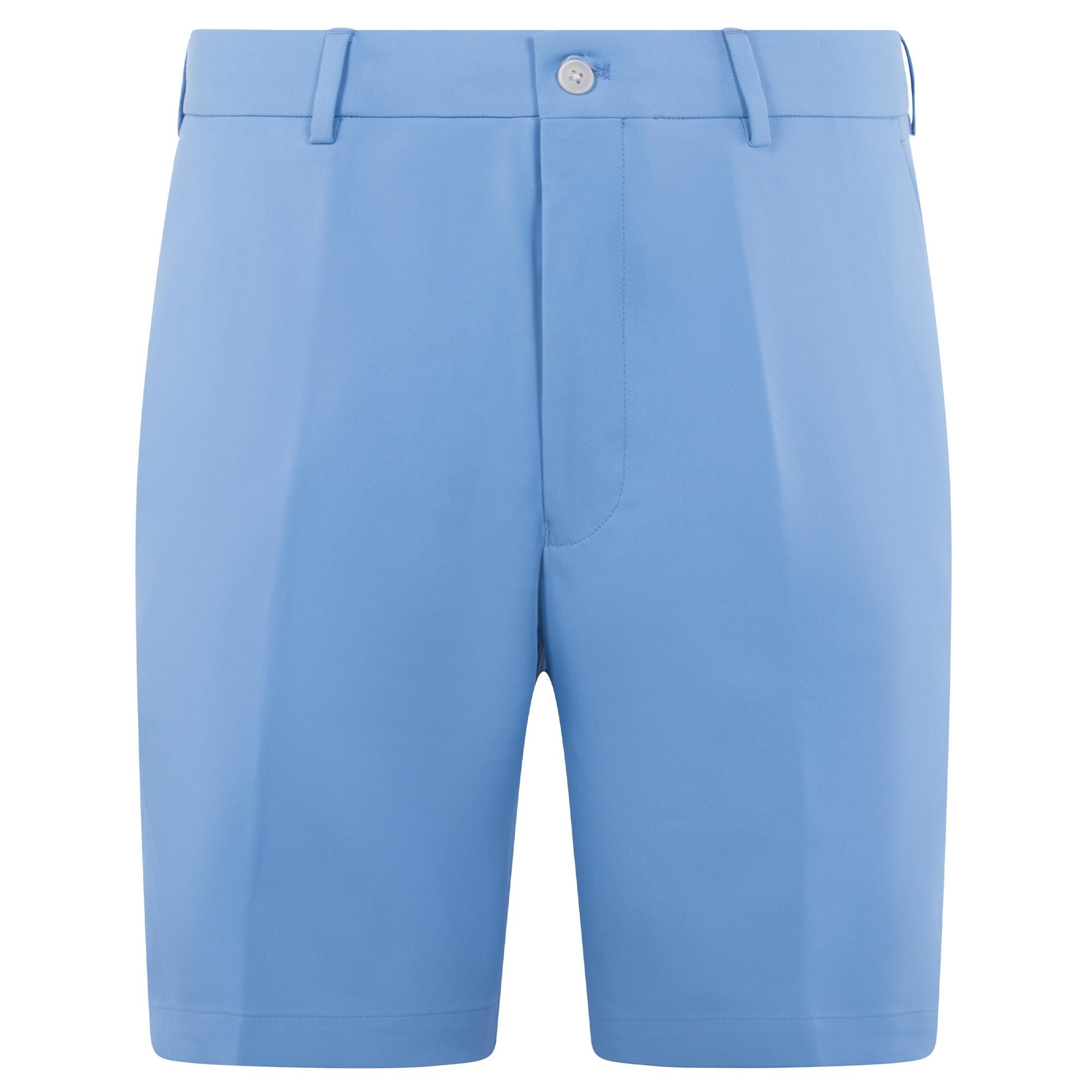 Front view of Peter Millar Salem High Drape Performance Shorts in Blue Sea – premium mens golf shorts from Peter Millar UK
