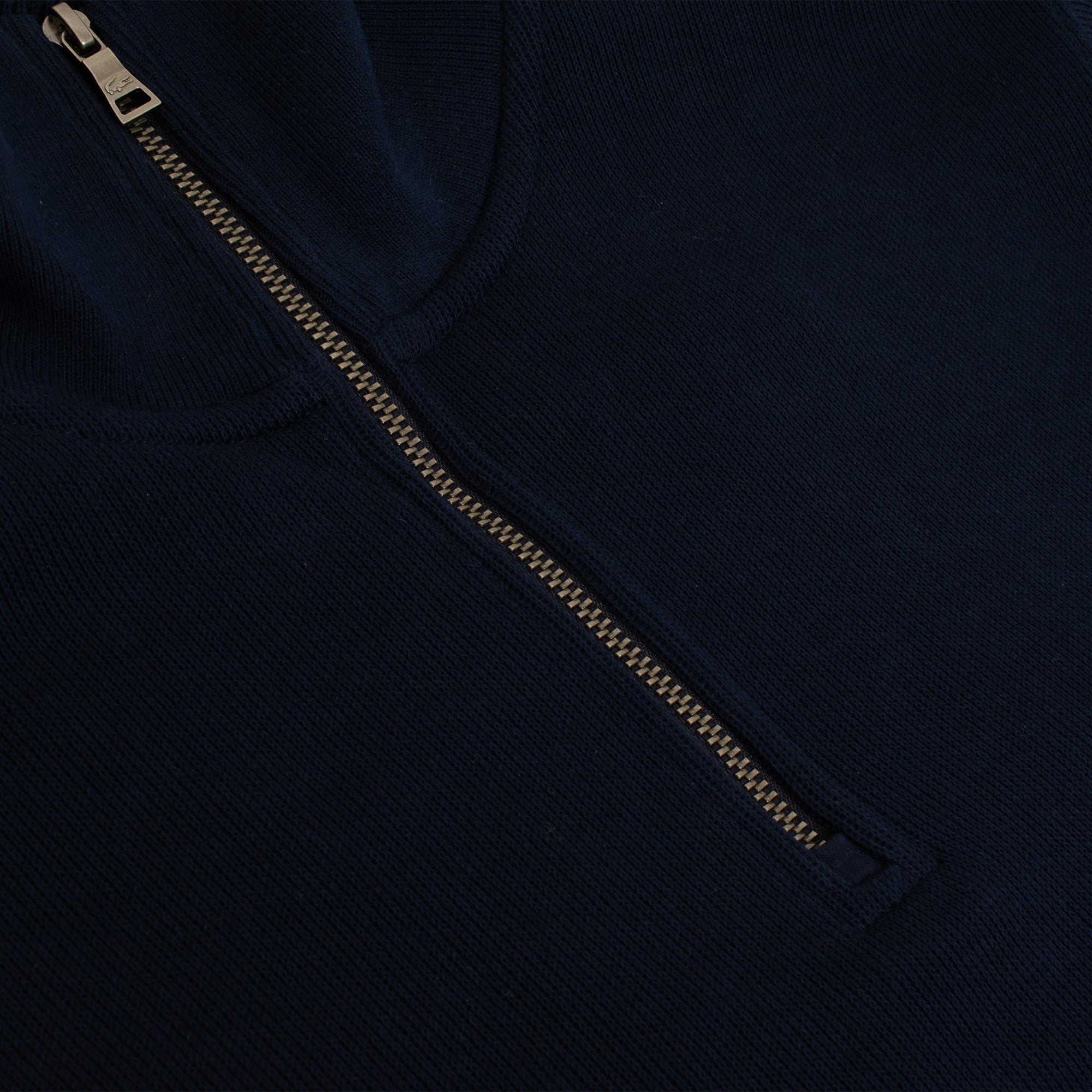 Lacoste Quarter Zip Stand Up Collar Cotton Sweatshirt Navy